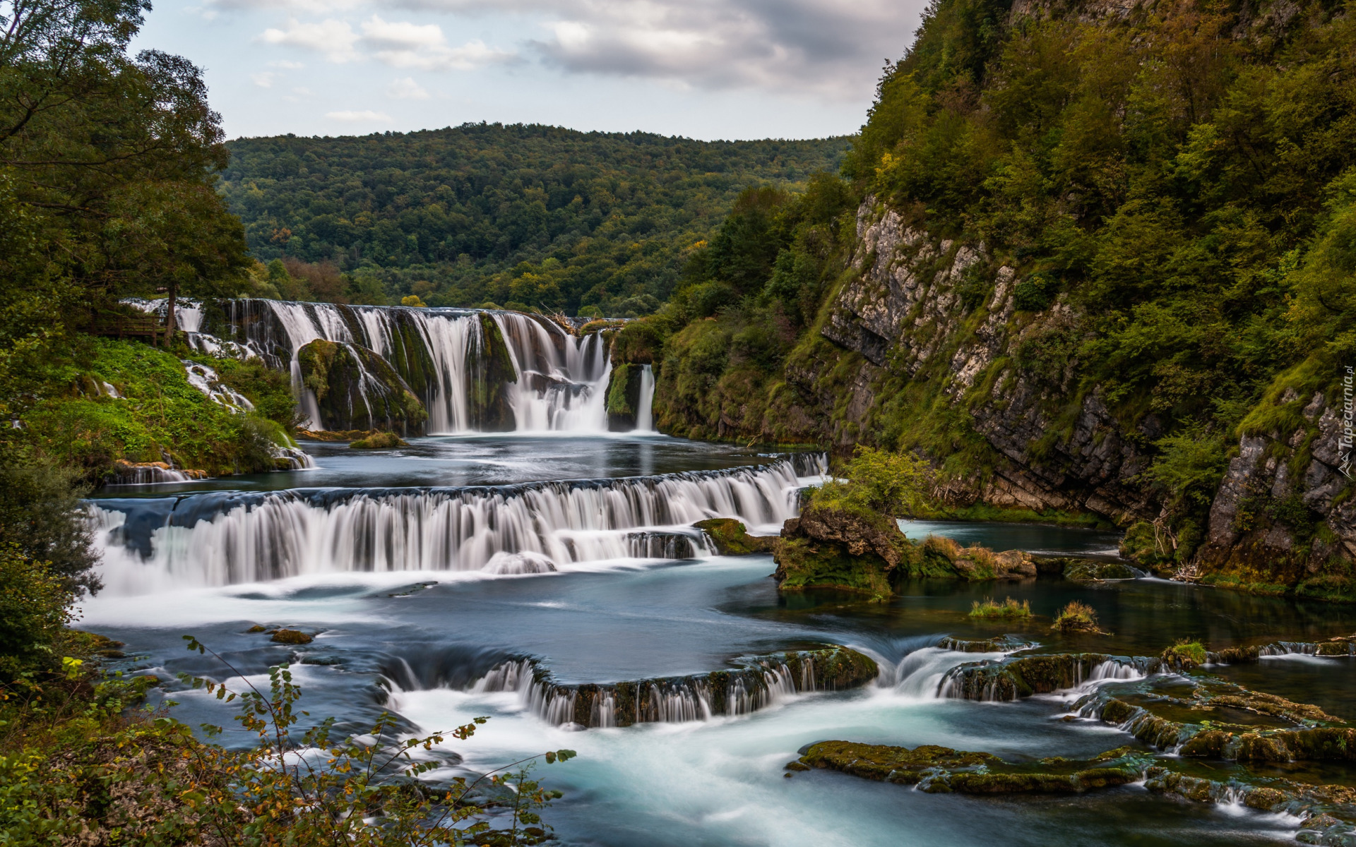 Las, Skała, Rzeka Una, Wodospady, Strbacki Buk, Kaskada, Kamienie, Bośnia i Hercegowina