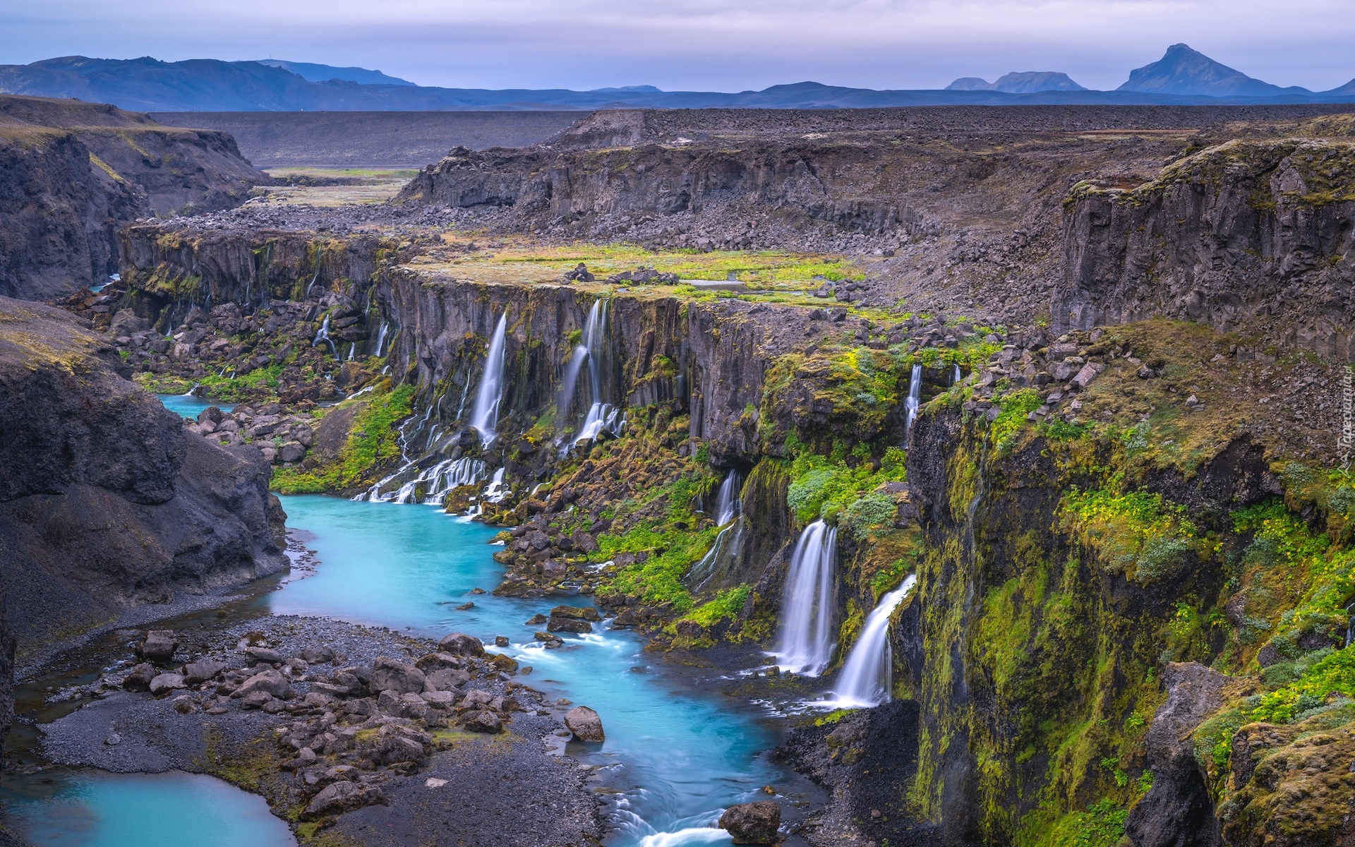 Islandia, Rzeka, Wąwóz Sigoldugljufur, Wodospady Sigoldugljufur, Dolina, Valley of Tears