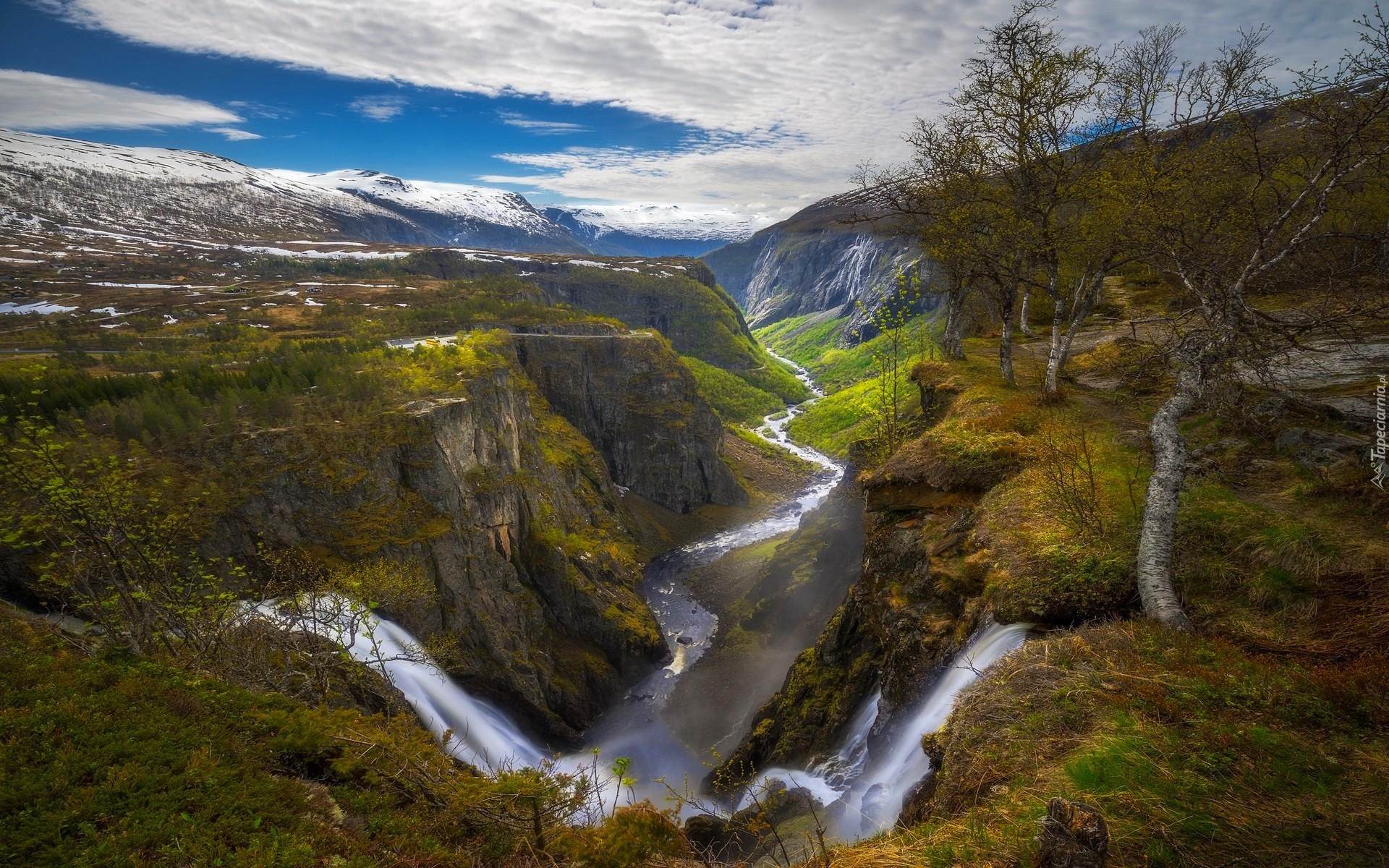 Norwegia, Góry, Rzeka, Wodospad Voringsfossen