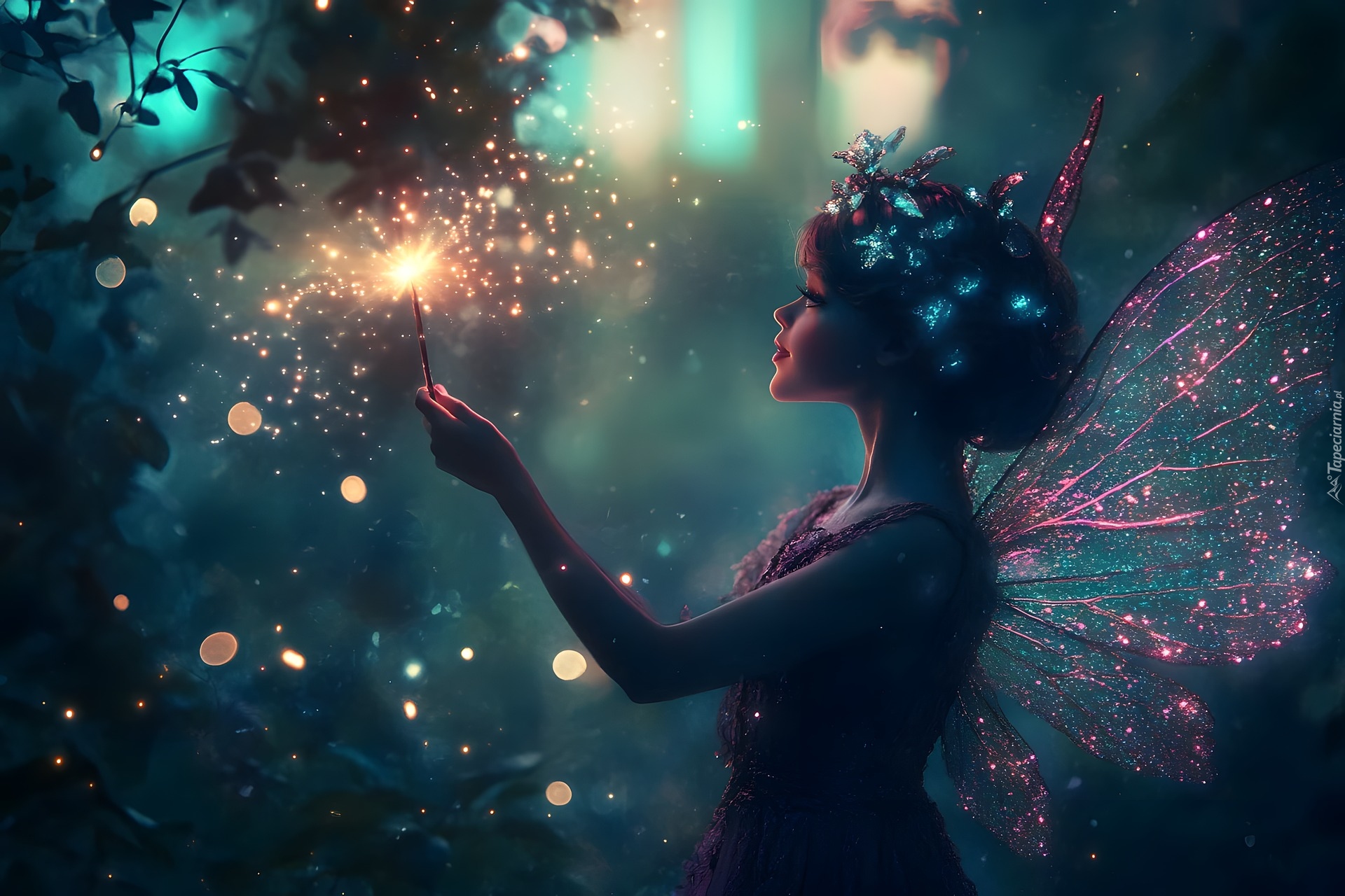 Czarodziejka, Wróżka, Skrzydła, Sztuczne, Ognie, Fantasy