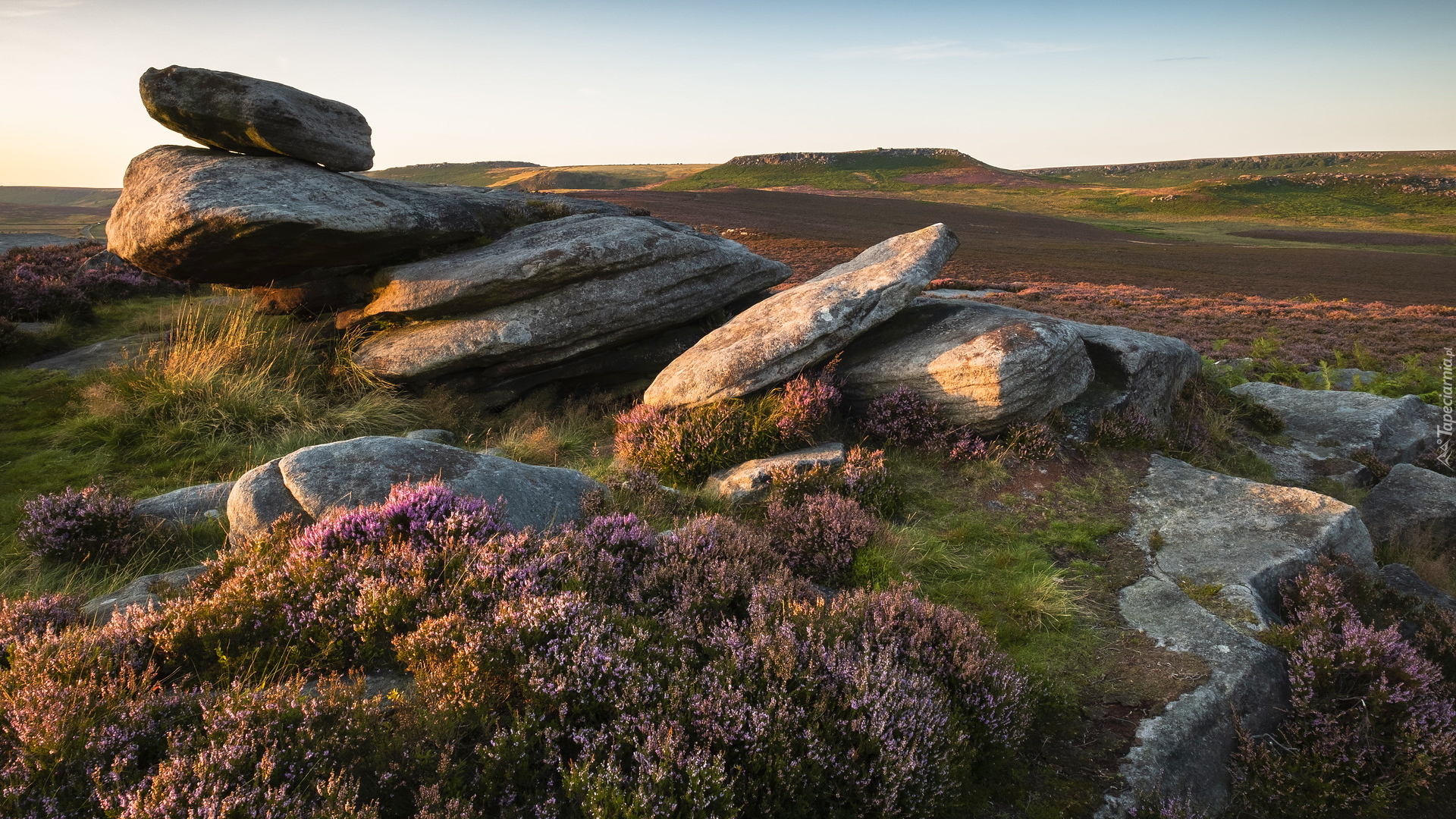 Formacja skalna, Owler Tor, Kamienie, Skały, Wrzosy, Wrzosowisko, Hope Valley, Anglia