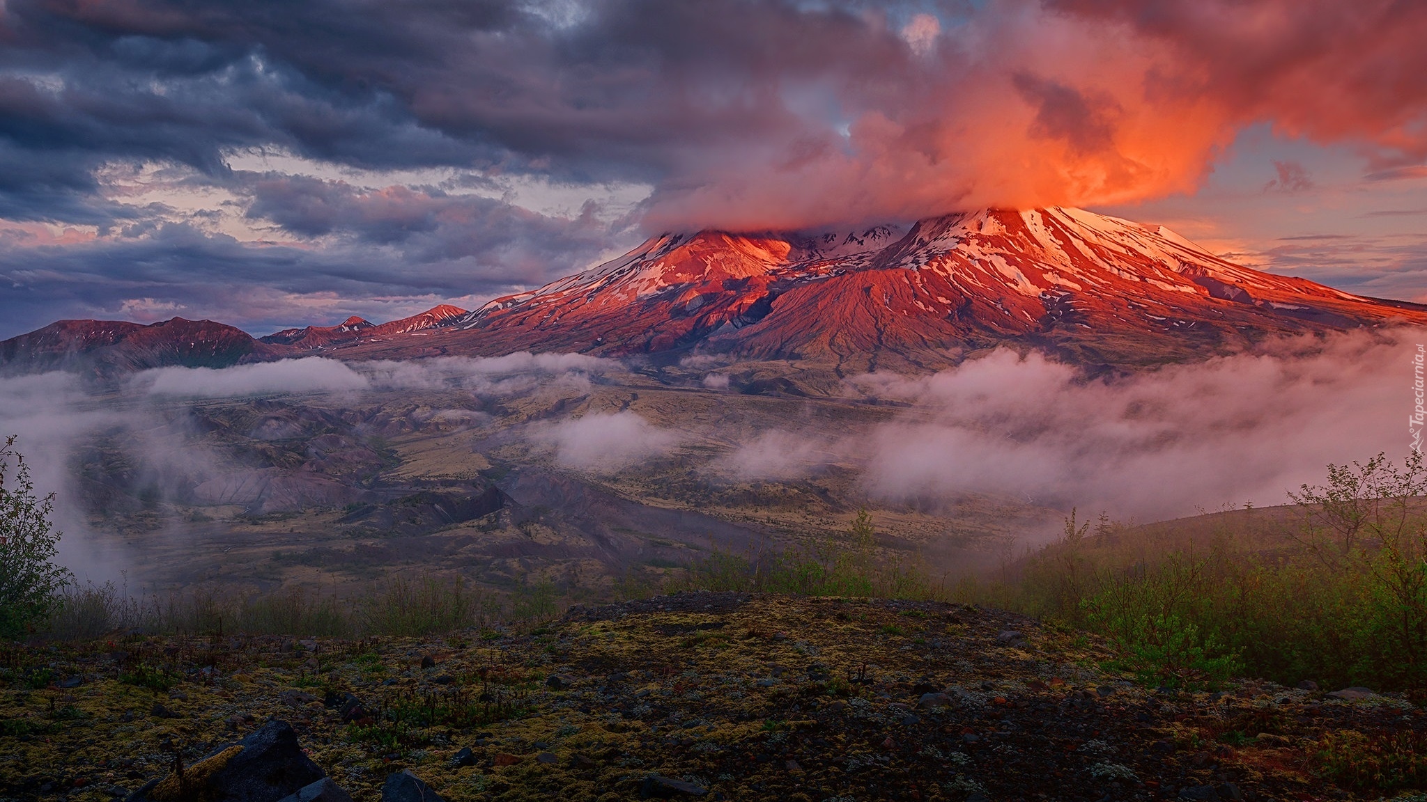 Góra, Wulkan, Mount St Helens, Opadająca, Mgła, Chmura, Skały, Stan Waszyngton, Stany Zjednoczone