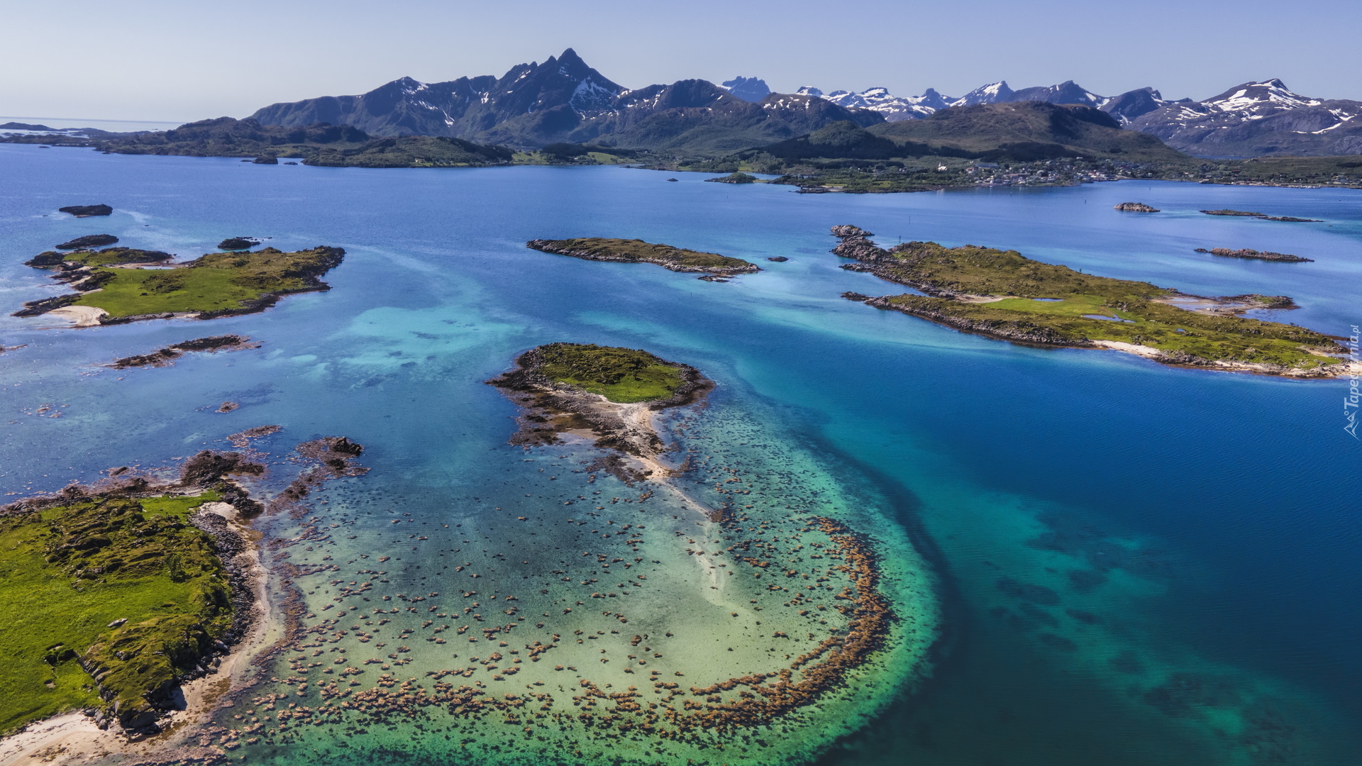 Lofoty, Wysepki, Morze Norweskie, Góry, Nordland, Norwegi