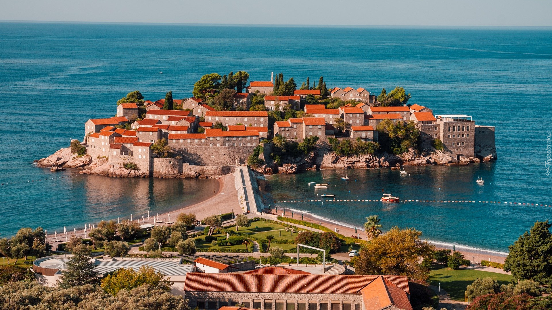 Wyspa św Stefana, Domy, Morze, Czarnogóra