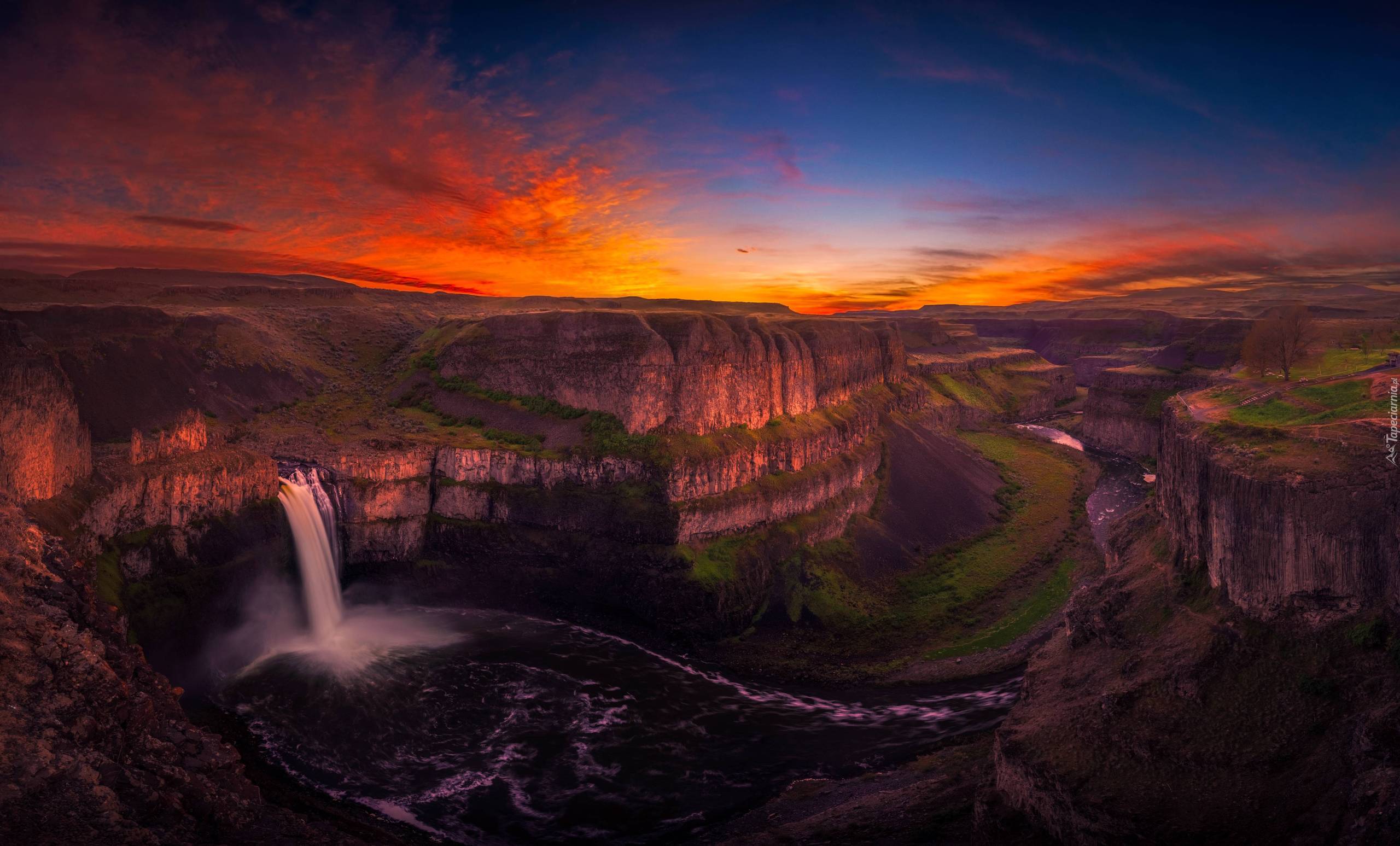 Stany Zjednoczone, Stan Waszyngton, Park Stanowy, Wodospad Palouse Falls, Wyżyna Kolumbii, Rzeka Snake