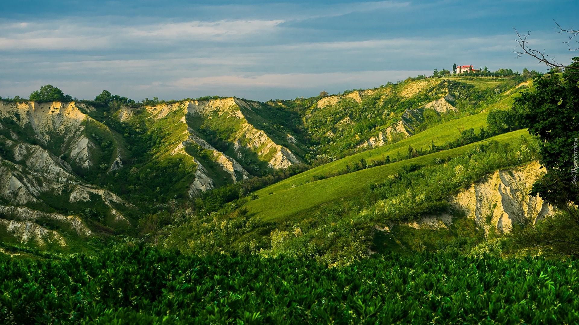 Brisighella, Góry, Roślinność, Dom, Niebo, Prowincja Rawenna, Włochy