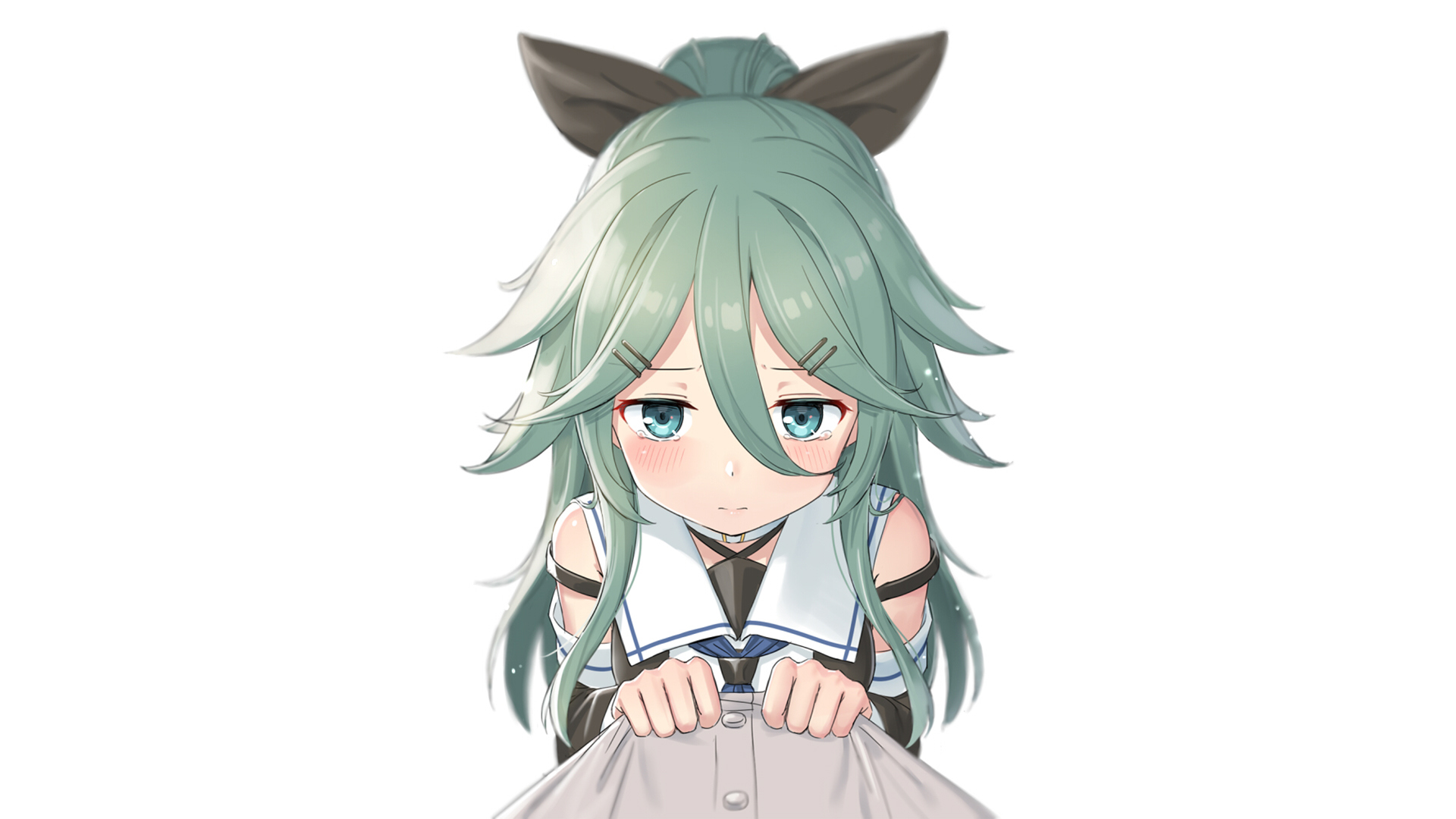 Gra, Kantai Collection, KanColle, Postać, Yamakaze, Smutna, Dziewczyna, Manga, Anime