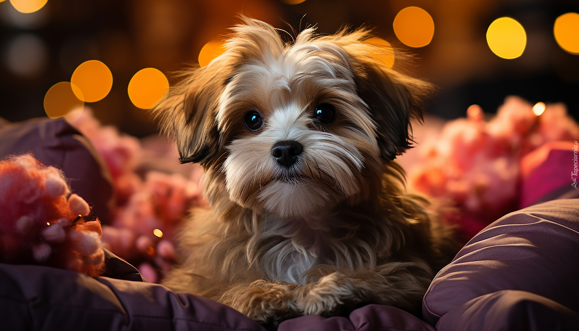 Pies, Yorkshire terrier, Pyszczek, Kolorowe, Tkaniny