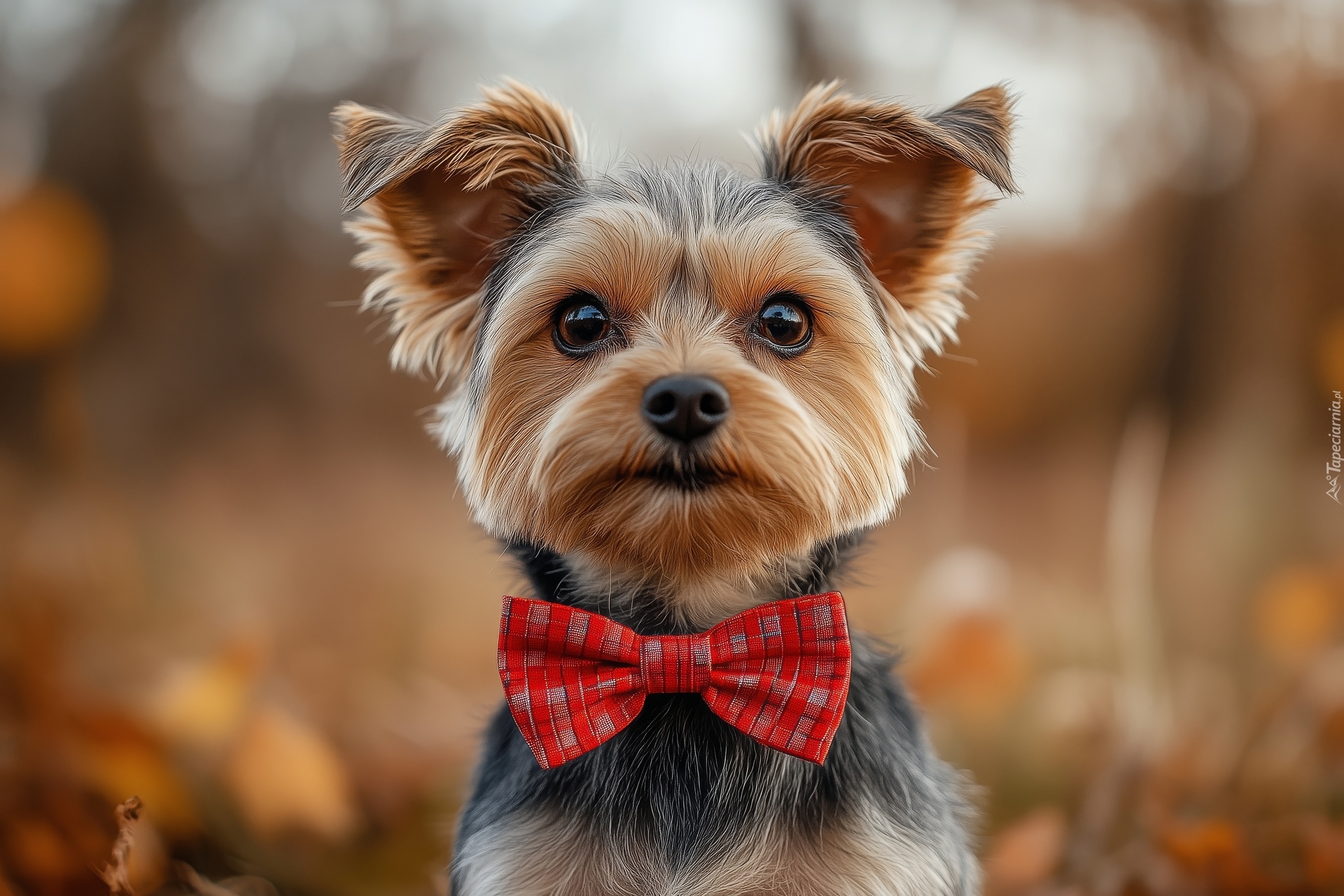 Yorkshire terrier, Pies, Czerwona, Muszka