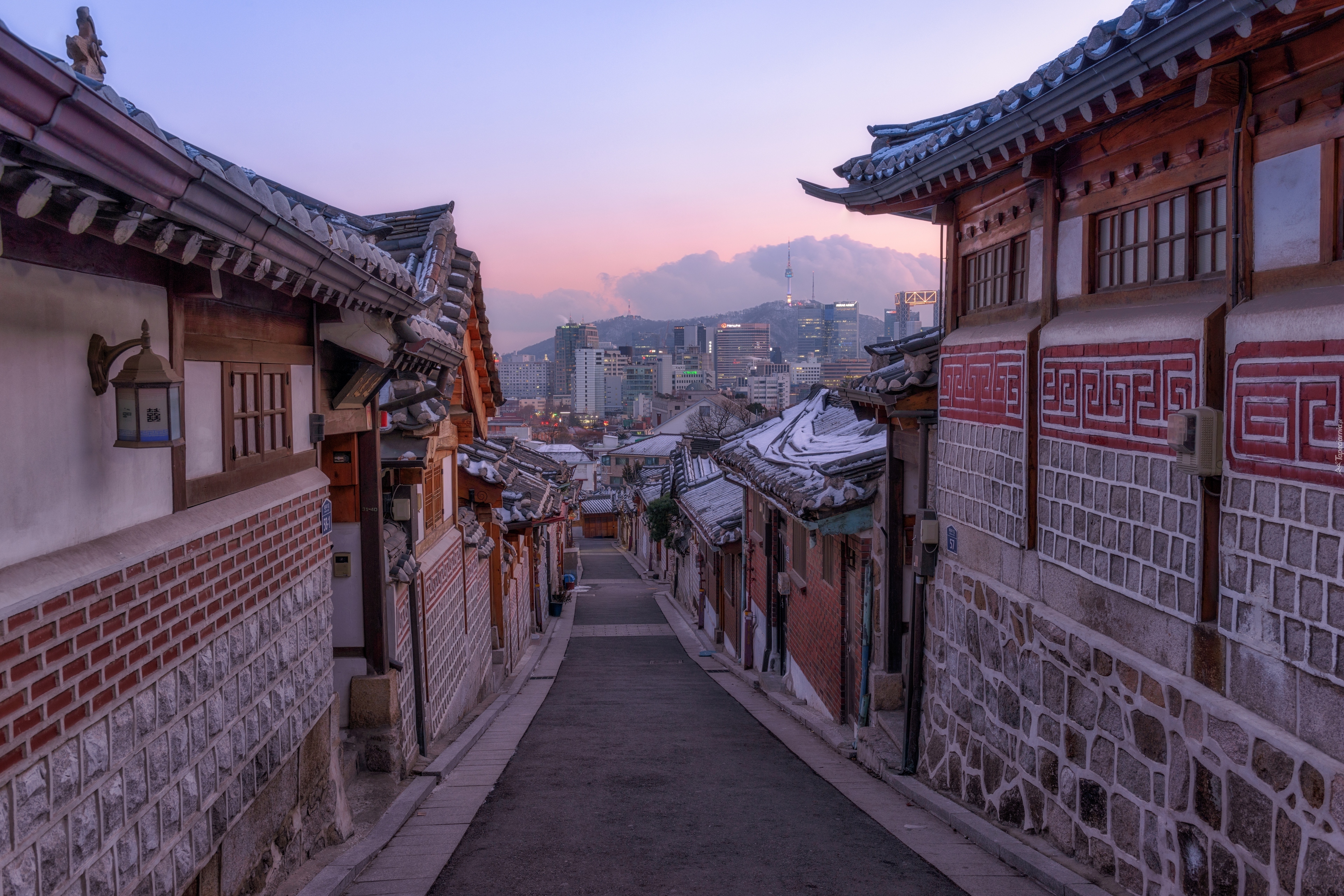 Zabytkowe, Domy, Uliczka, Bukchon Hanok Village, Seul, Korea Południowa