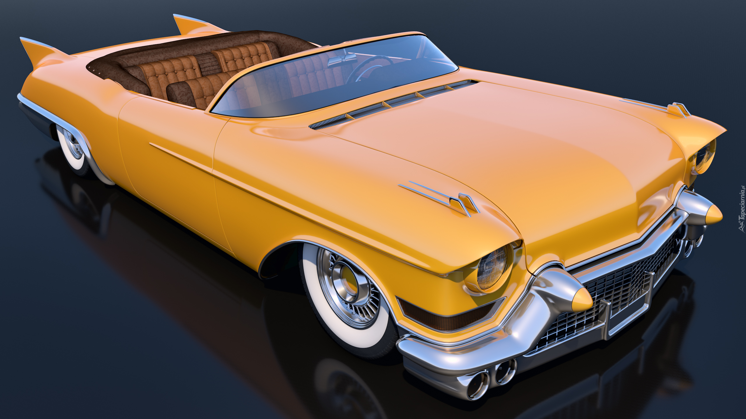 Zabytkowy, Żółty, Cadillac Eldorado Convertible, 1957