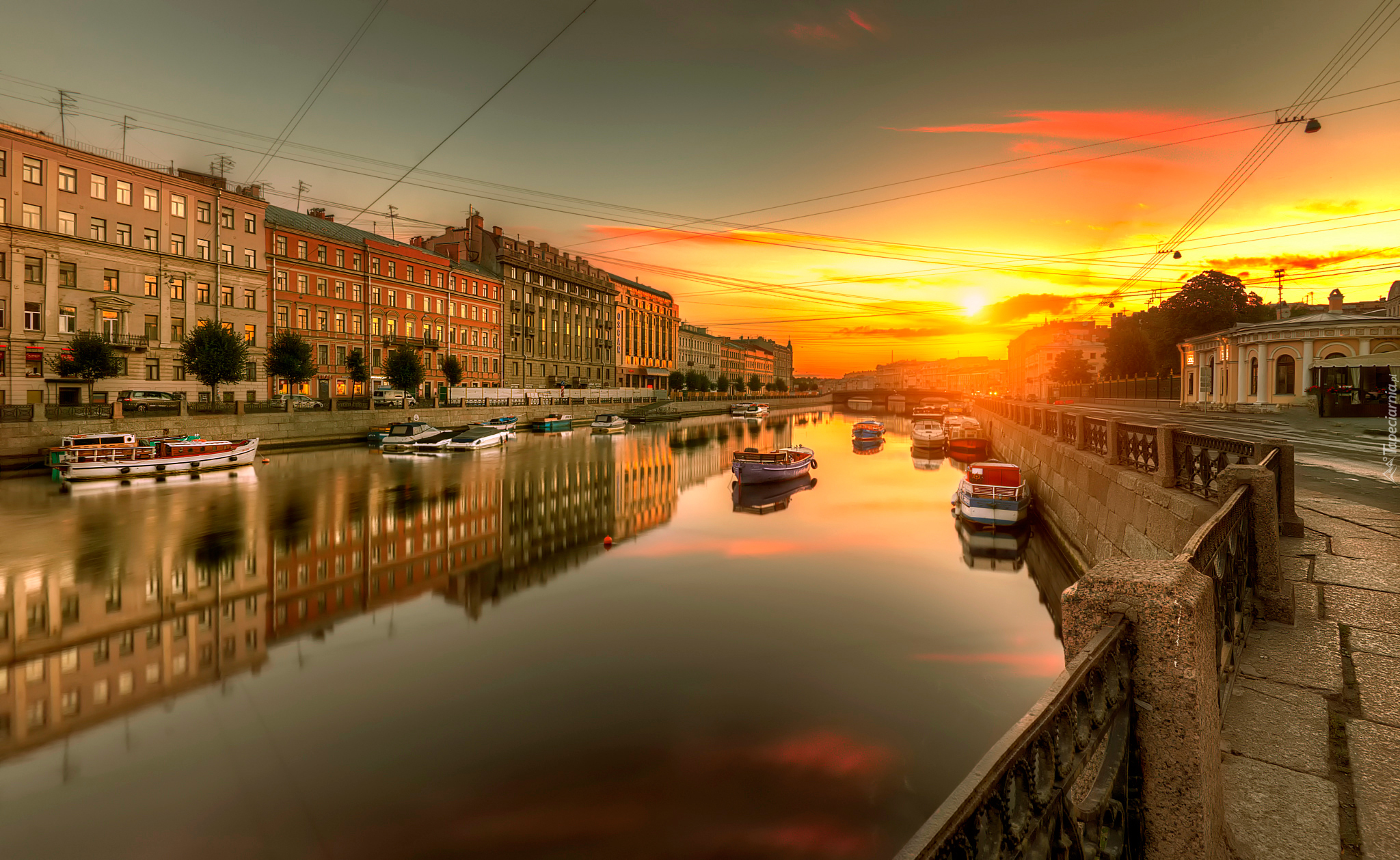 Sankt Petersburg, Rosja, Most, Rzeka, Dom