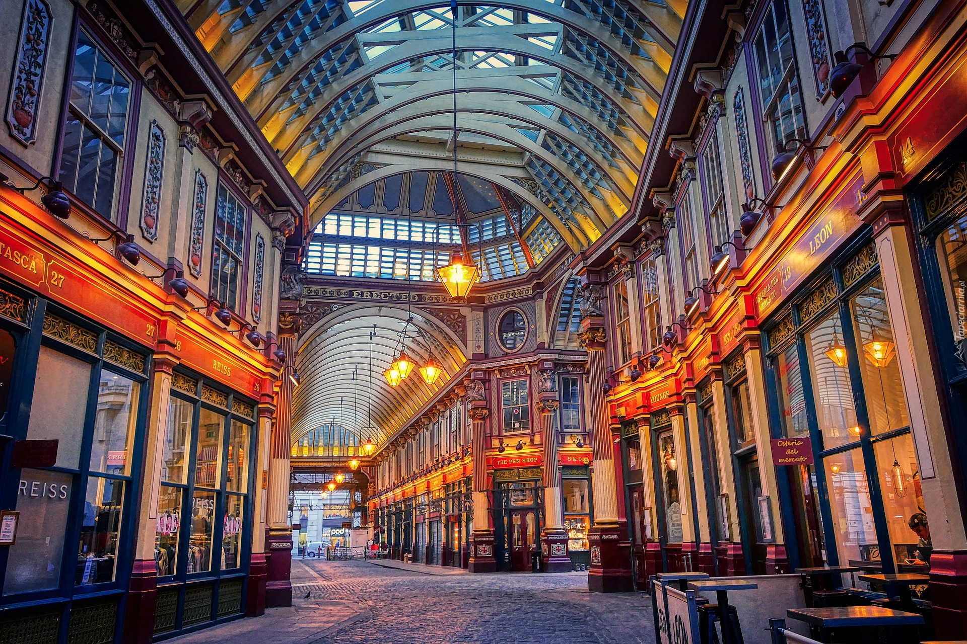 Zadaszona, Ulica, Domy, Sklepy, Leadenhall Market, Londyn, Anglia