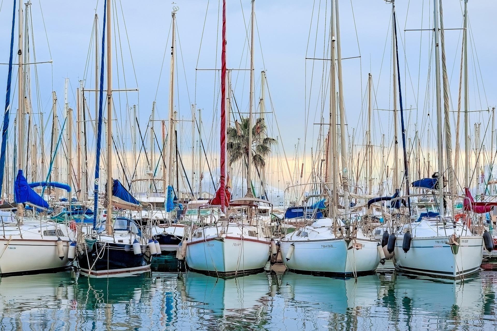 Port, Żaglówki, Palma de Mallorca, Majorka, Hiszpania