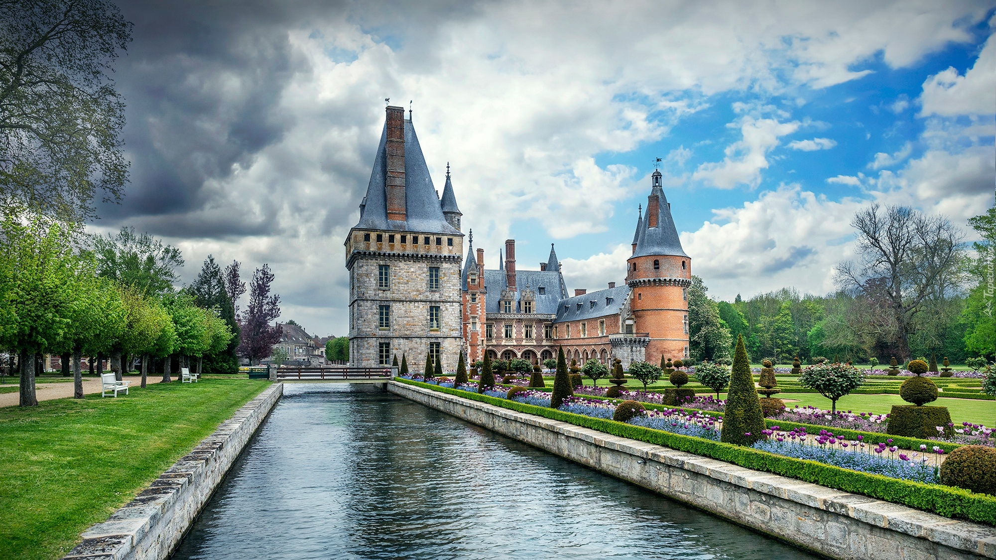 Francja, Maintenon, Zamek, Chateau de Maintenon, Park, Kanał