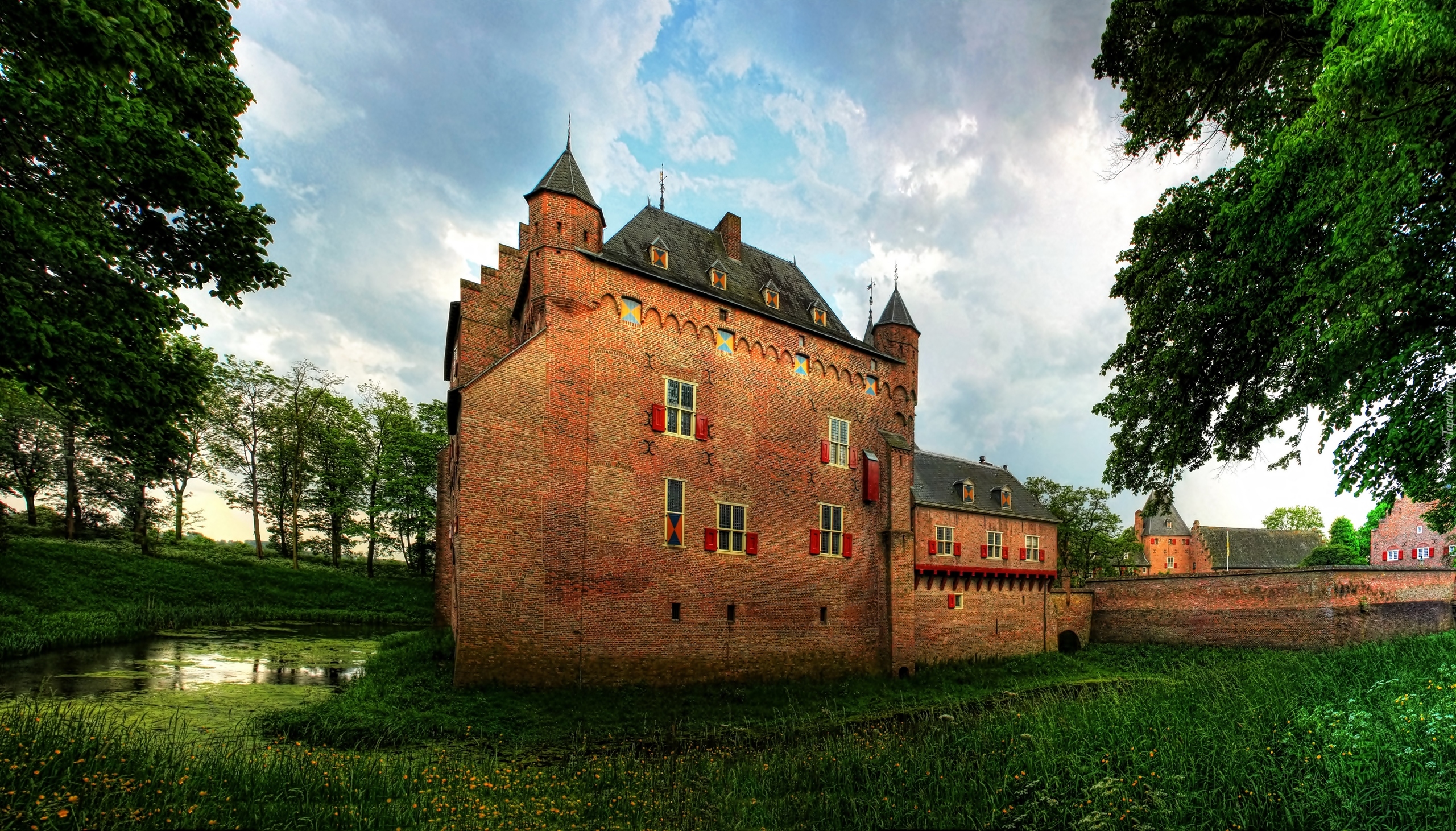 Holandia, Arnhem, Zamek Doorwerth Castle, Rzeka Ren