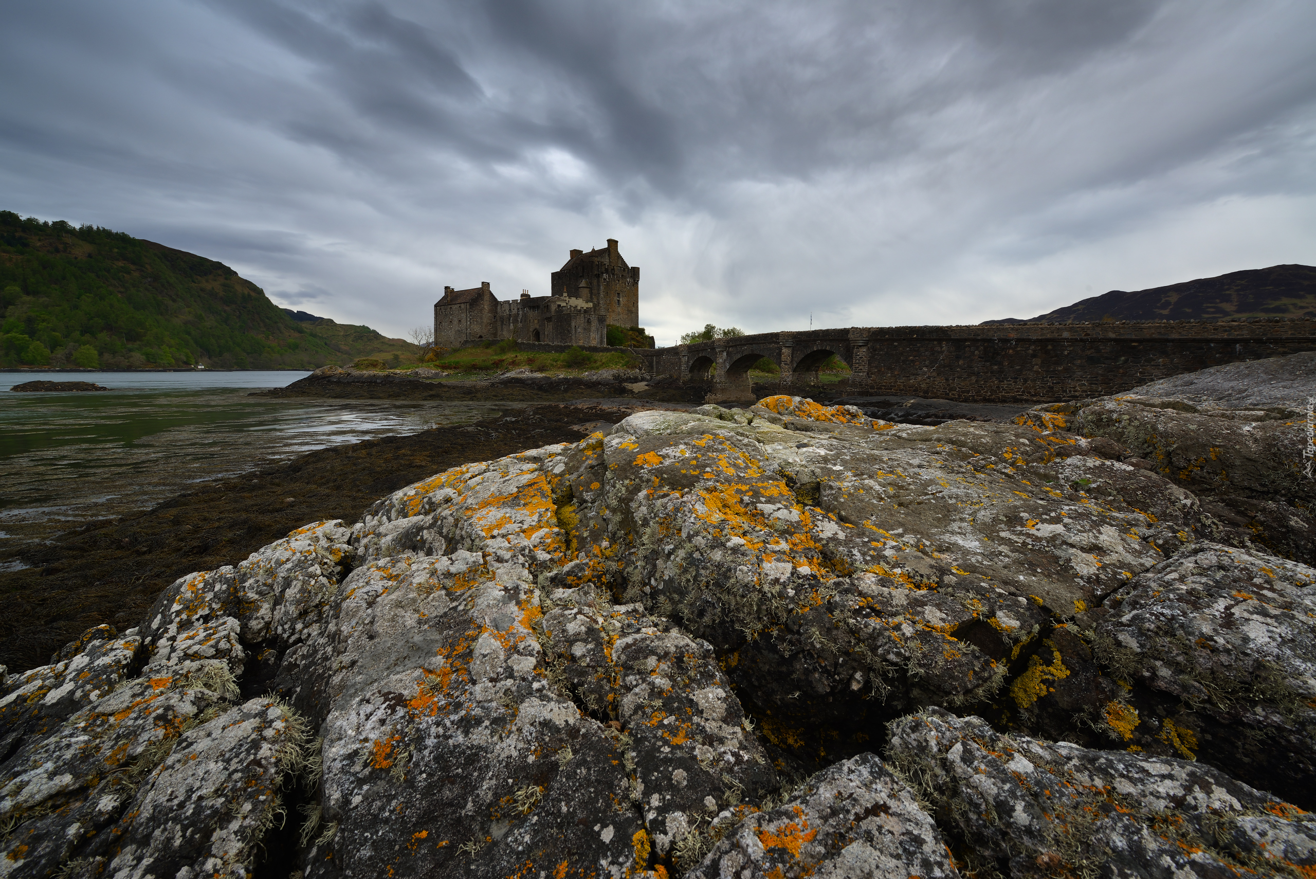 Skały, Most, Zamek Eilean Donan, Jezioro Loch Duich, Szkocja