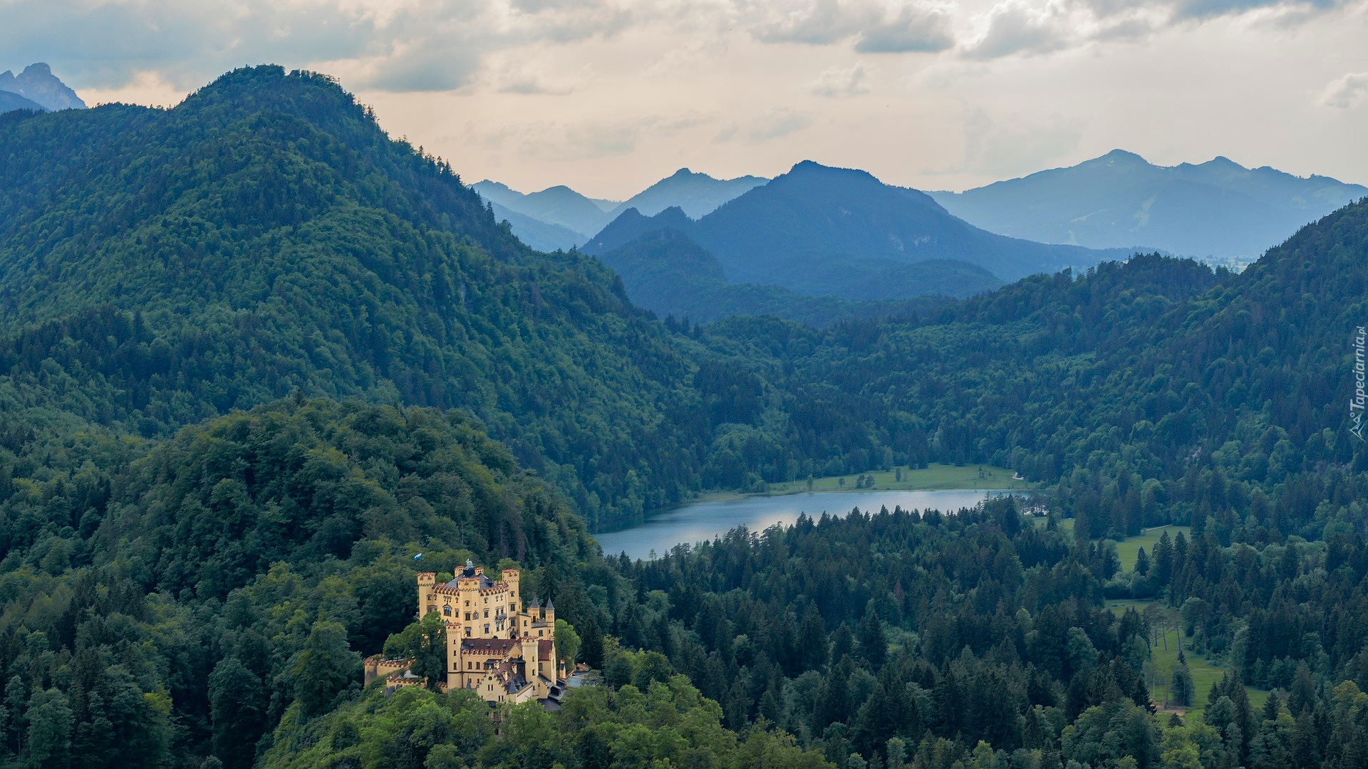 Niemcy, Bawaria, Zamek Hohenschwangau, Alpy, Jezioro Alpsee, Góry