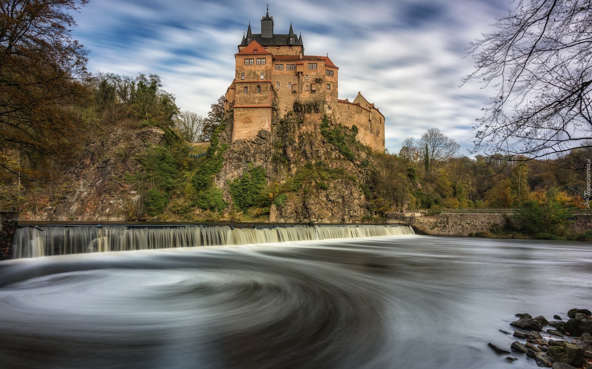 Zamek, Kriebstein Castle, Drzewa, Gmina Kriebstein, Niemcy