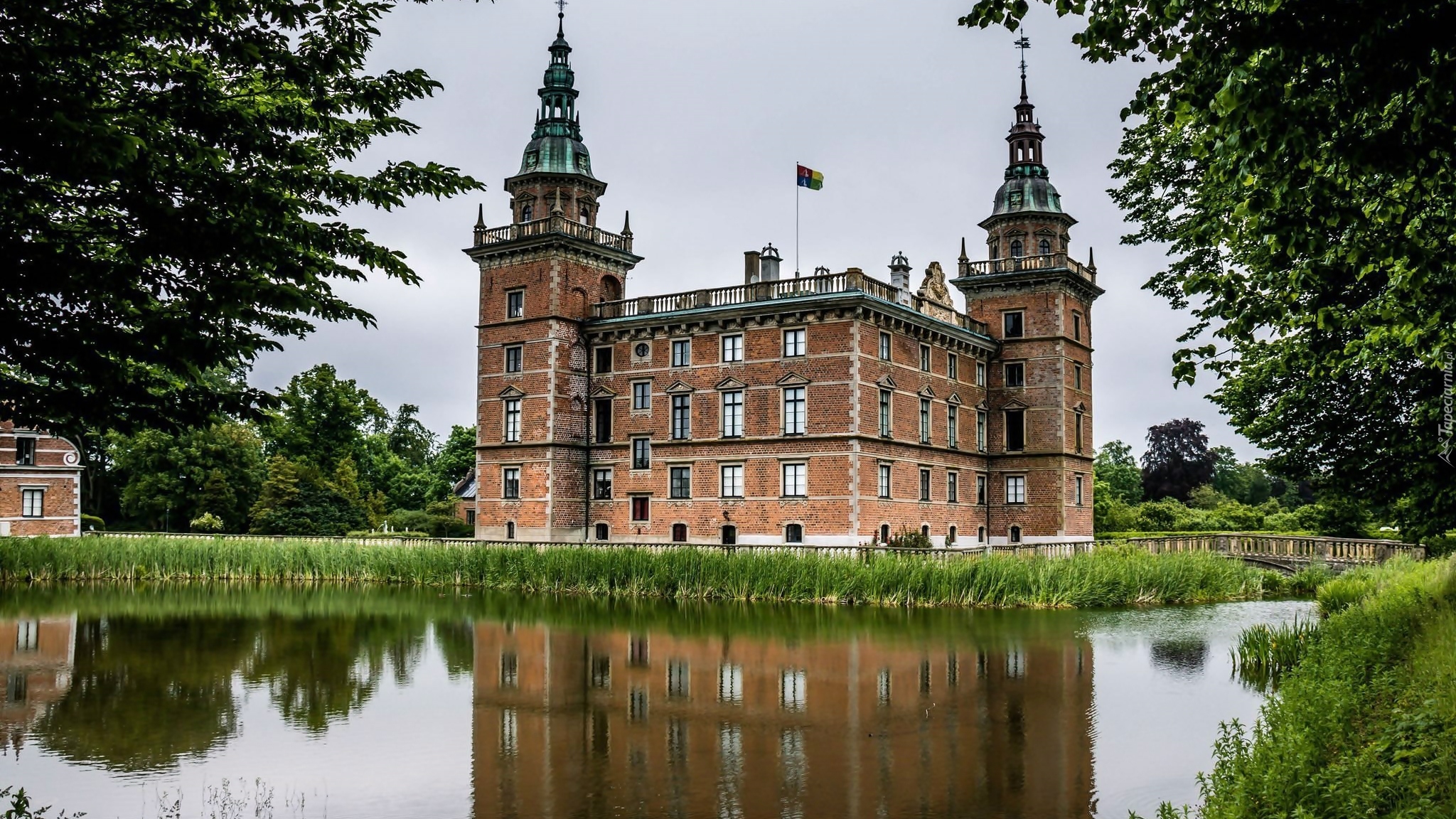 Zamek Marsvinsholm, Fosa, Most, Park, Drzewa, Gmina Ystad, Szwecja