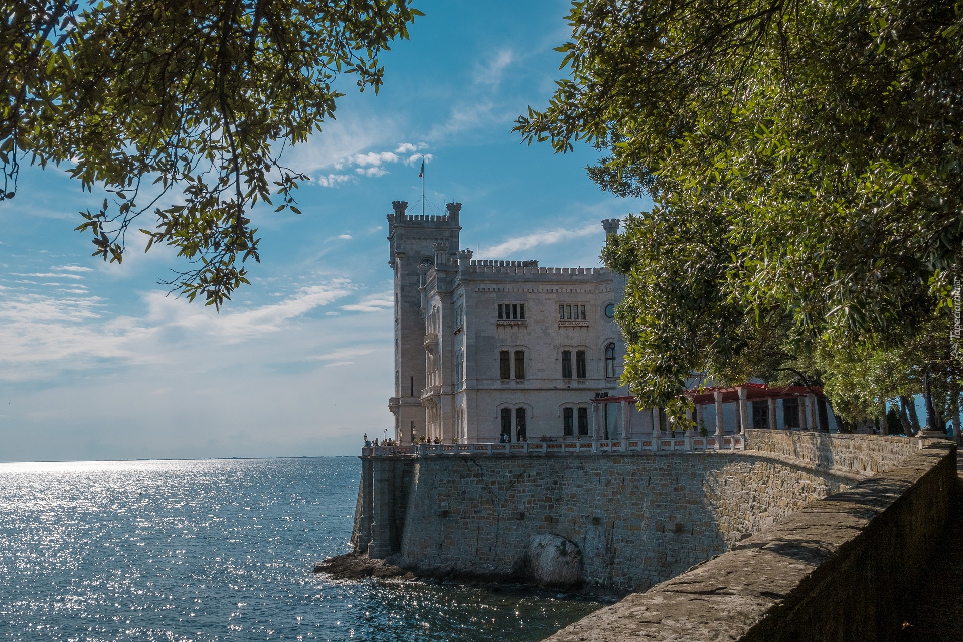Zamek Miramare, Drzewa, Triest, Włochy