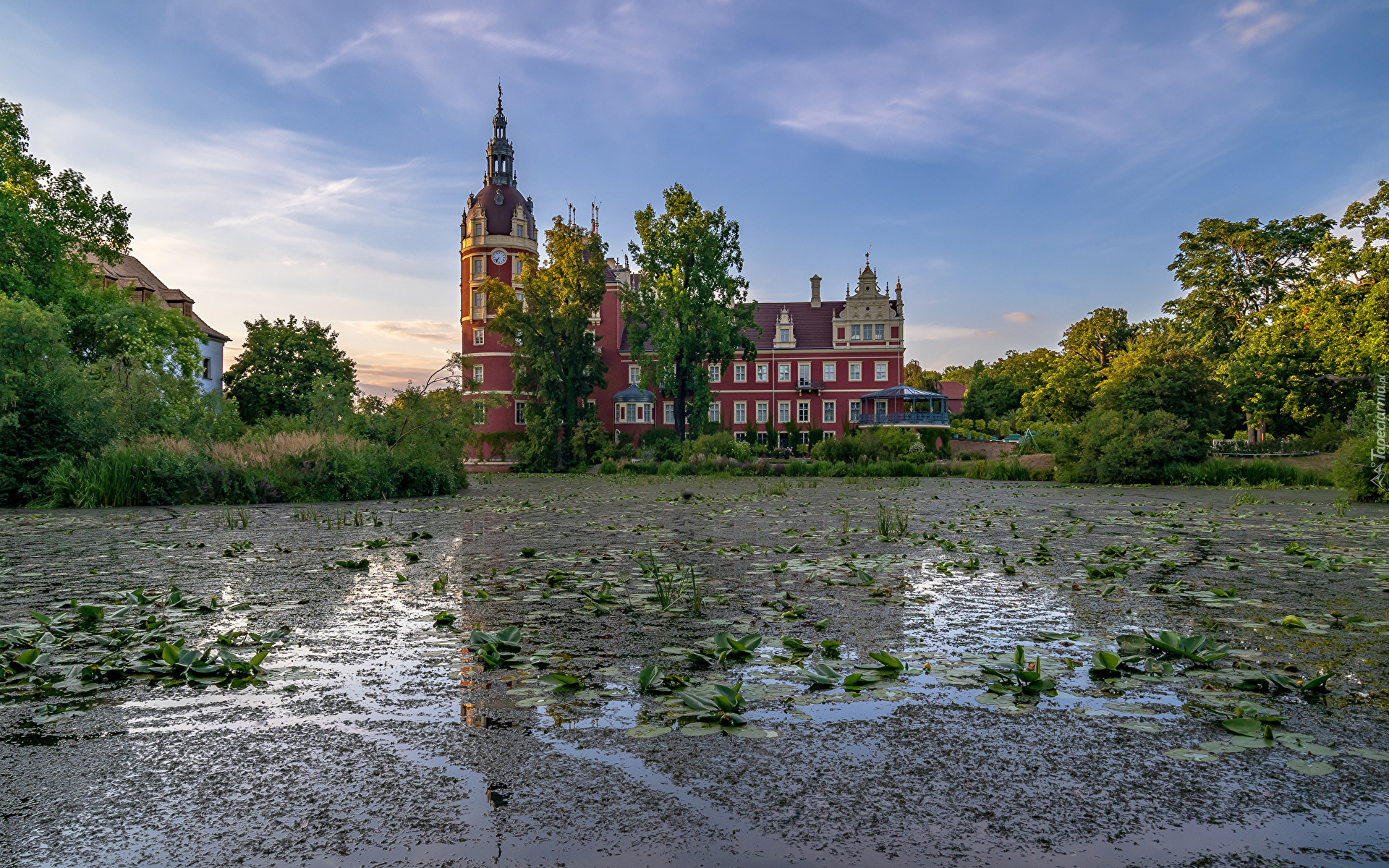 Zamek, Schloss Muskau, Zamek w Mużakowie, Jezioro, Mużaków, Saksonia, Niemcy