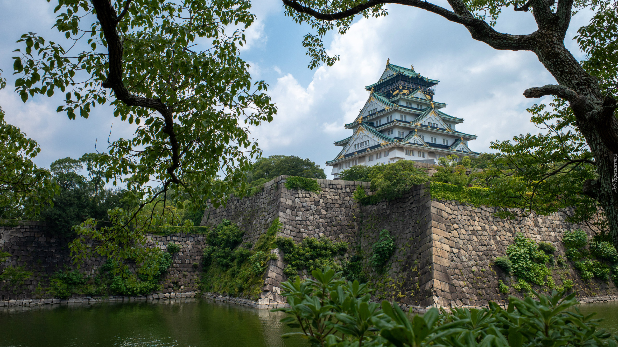 Zamek Osaka, Brokatowy Zamek, Osaka-jo, Mur, Miasto Osaka, Japonia