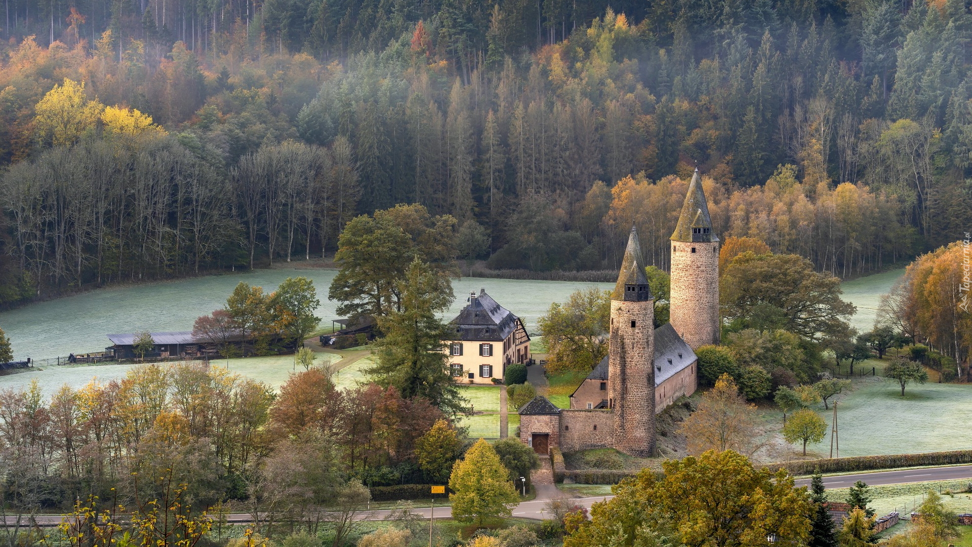 Zamek w Burch, Dom, Las, Drzewa, Nadrenia-Palatynat, Niemcy