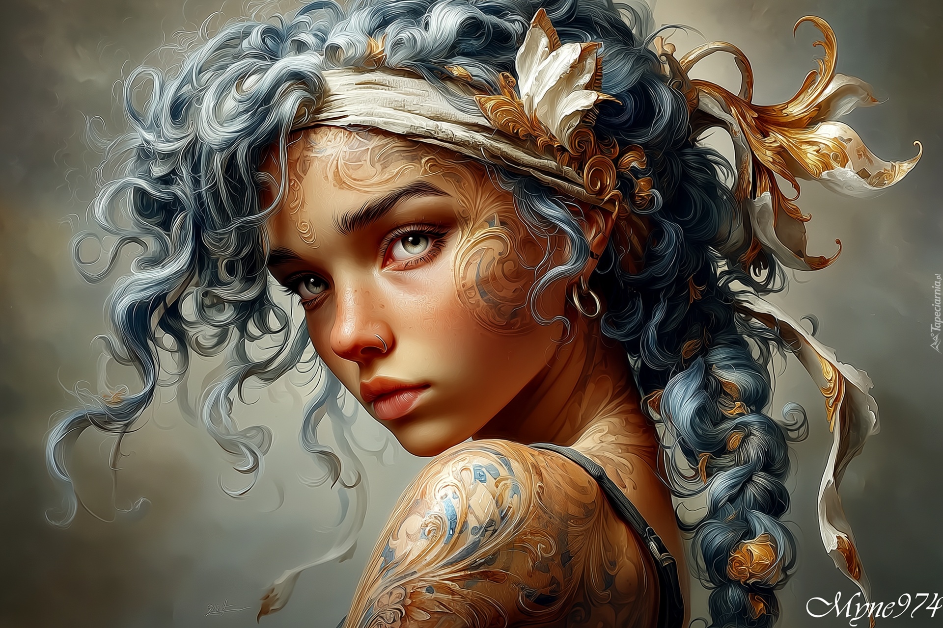 Dziewczyna, Zamyślona, Grafika AI