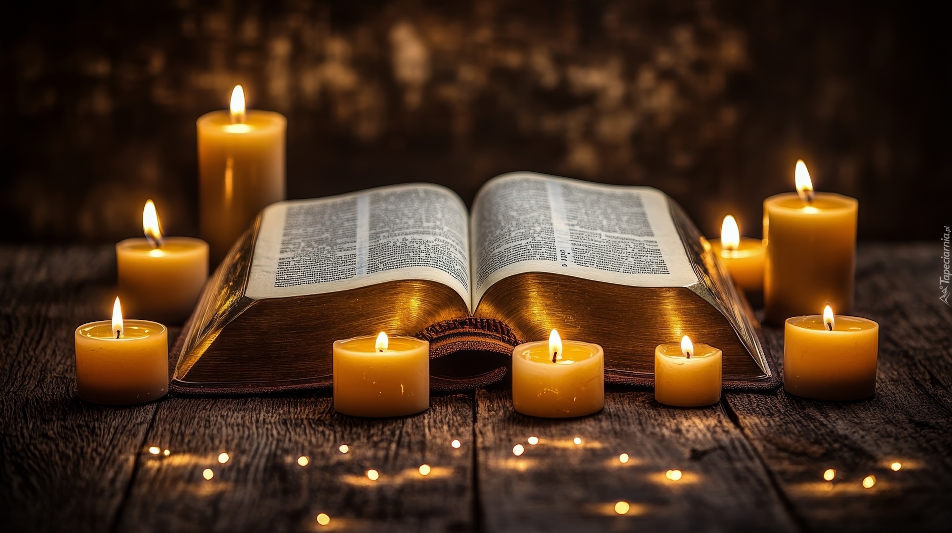 Otwarta, Książka, Świece, Zapalone, AI