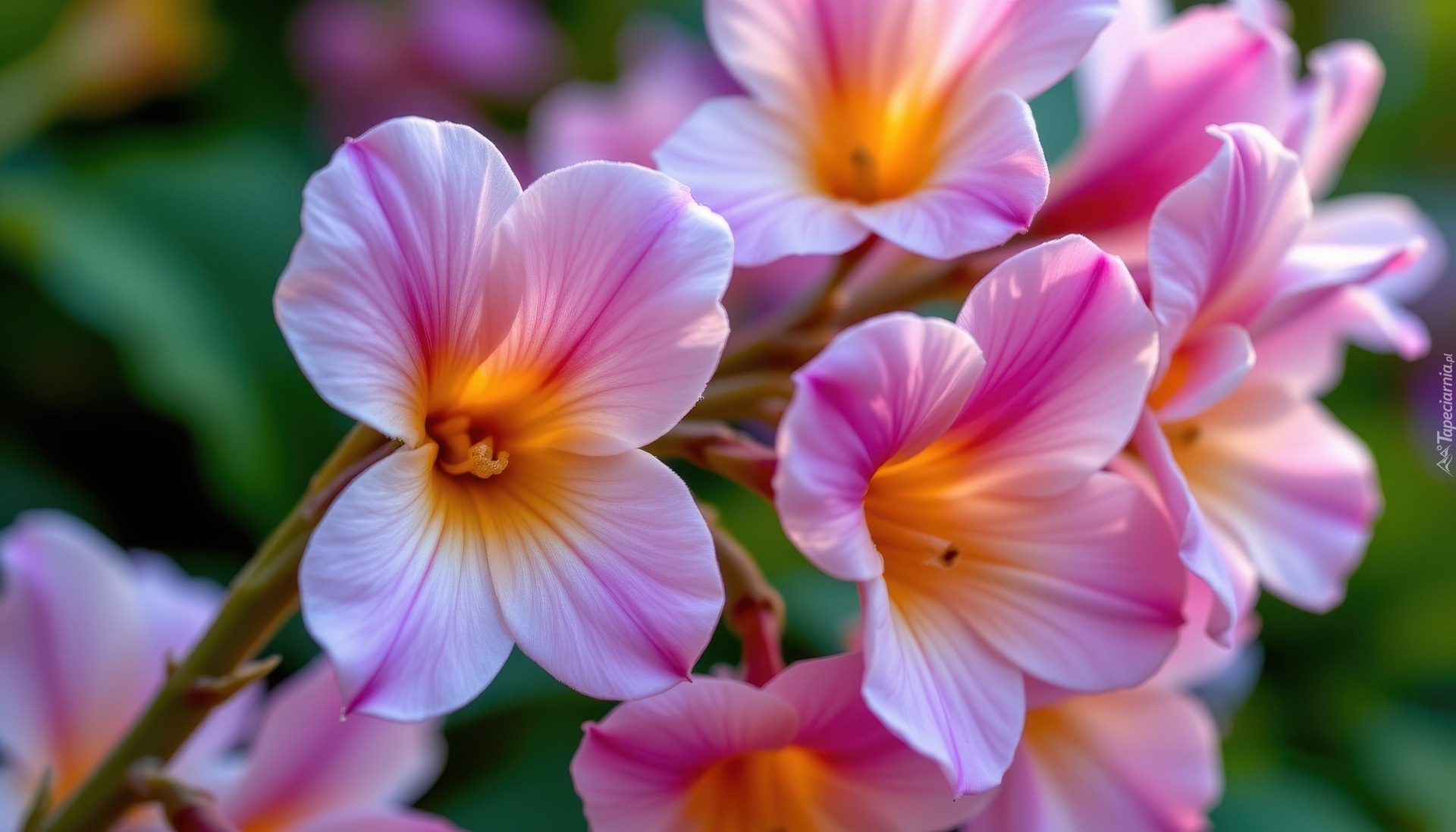 Zbliżenie, Różowe, Kwiaty, Gałązka