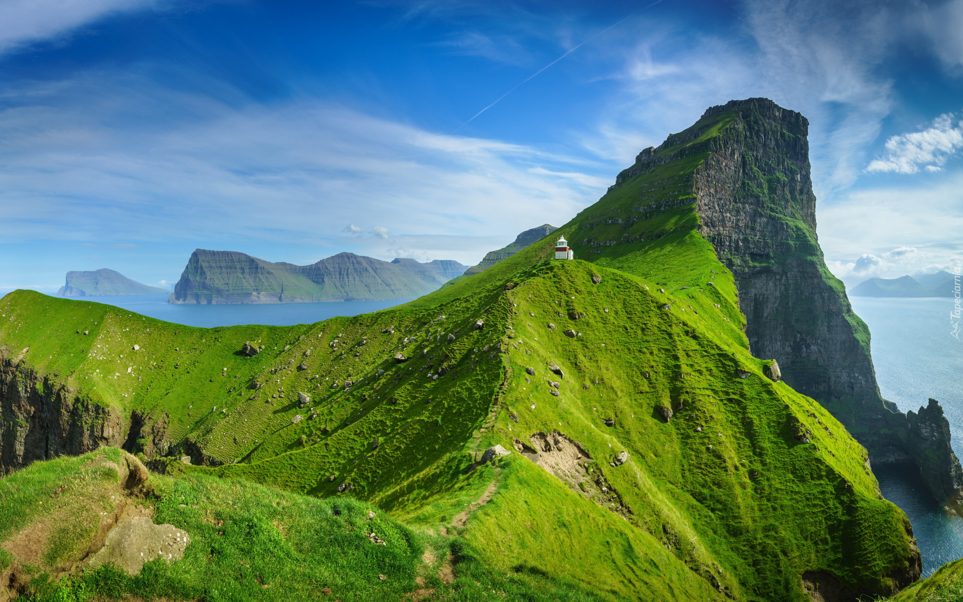 Dania, Wyspy Owcze, Wyspa, Kalsoy, Góry, Latarnia morska, Kallur Lighthouse