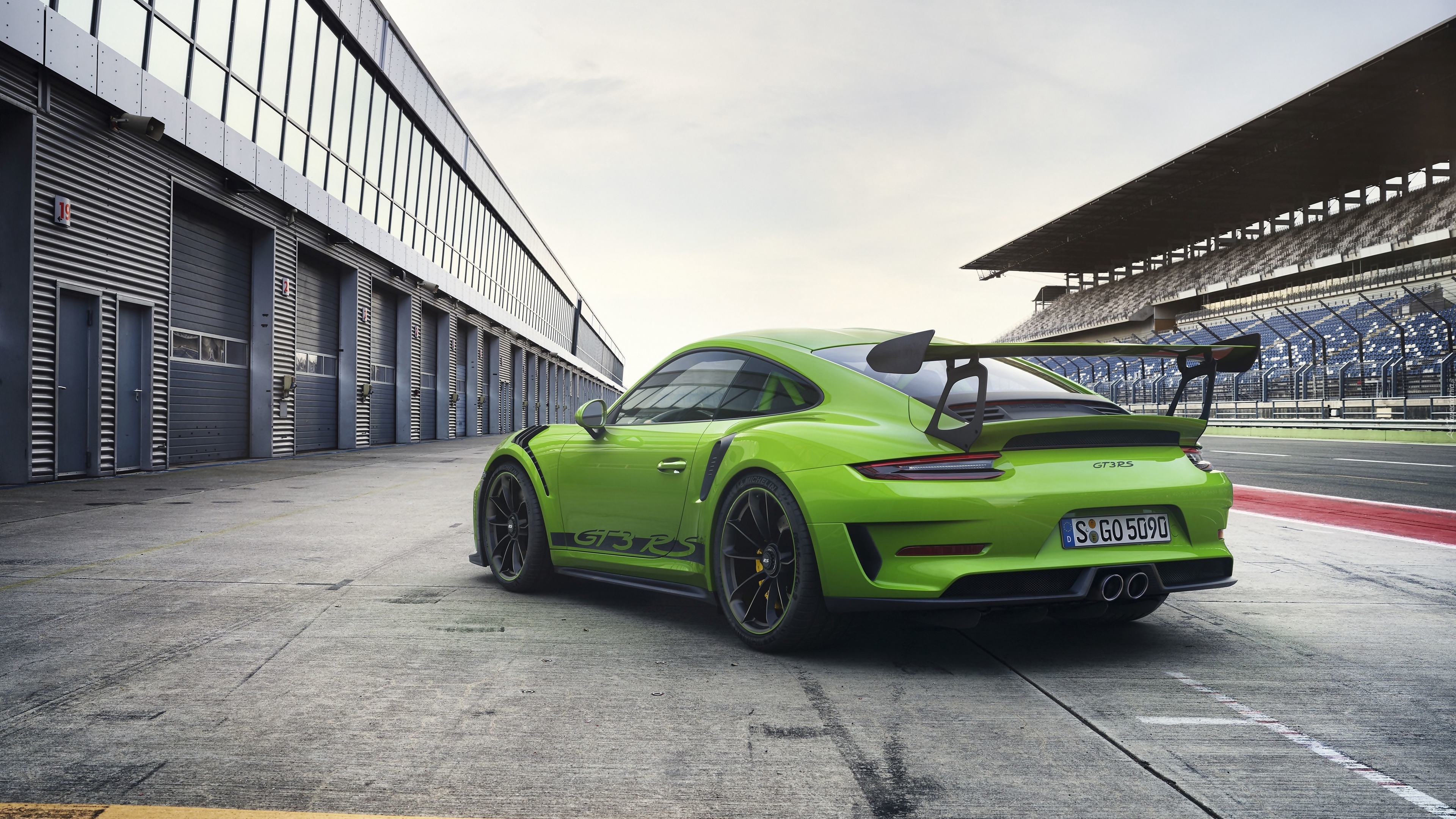 Zielone, Porsche 911 GT3 RS, Tył, Bok