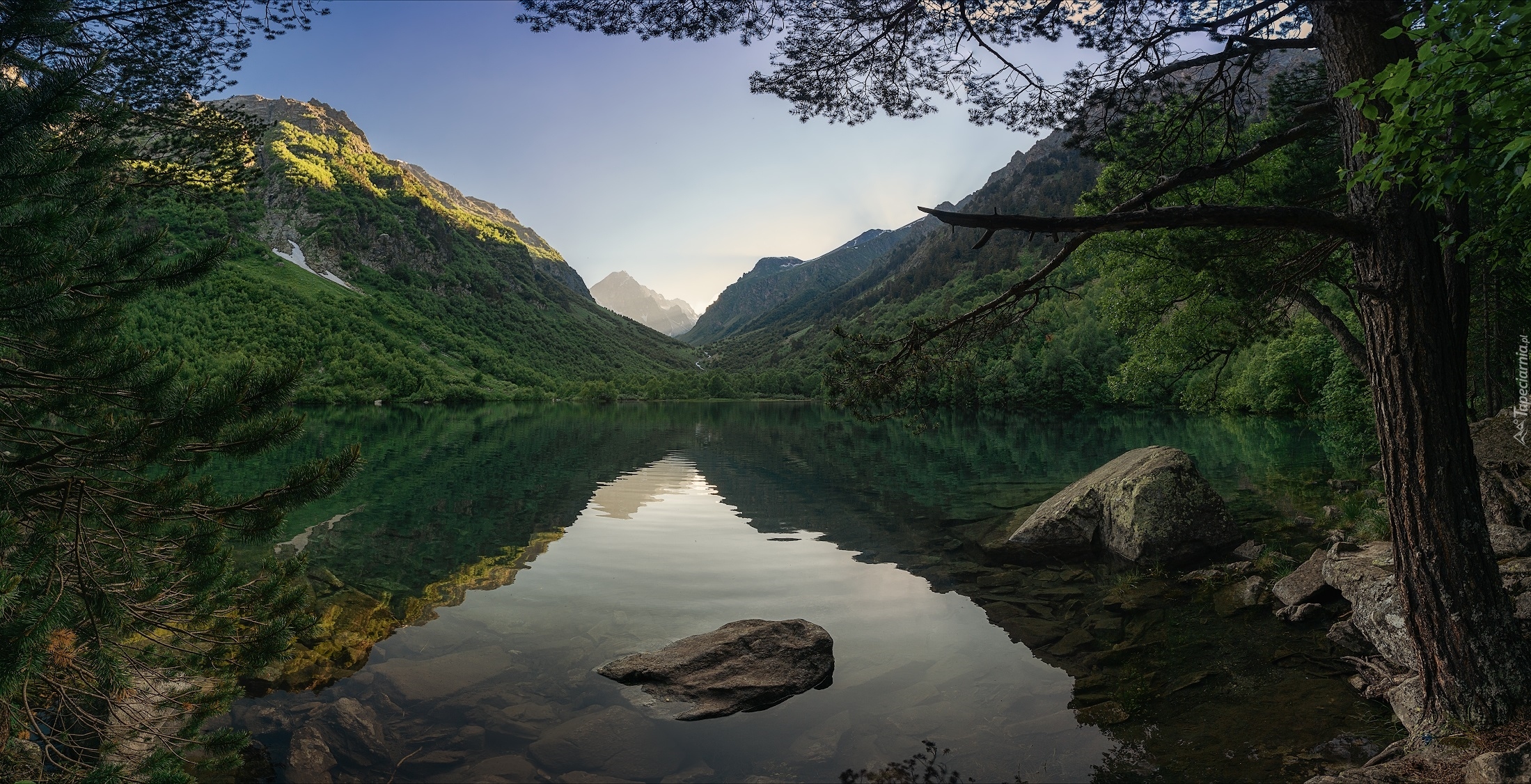 Góry, Wzgórza, Jezioro, Odbicie, Drzewa, Kamienie