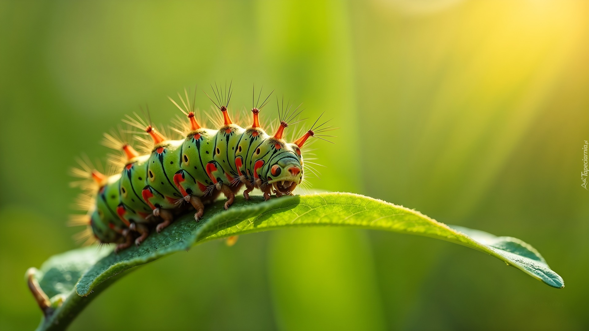 Zielono-pomarańczowa, Gąsienica, Liść