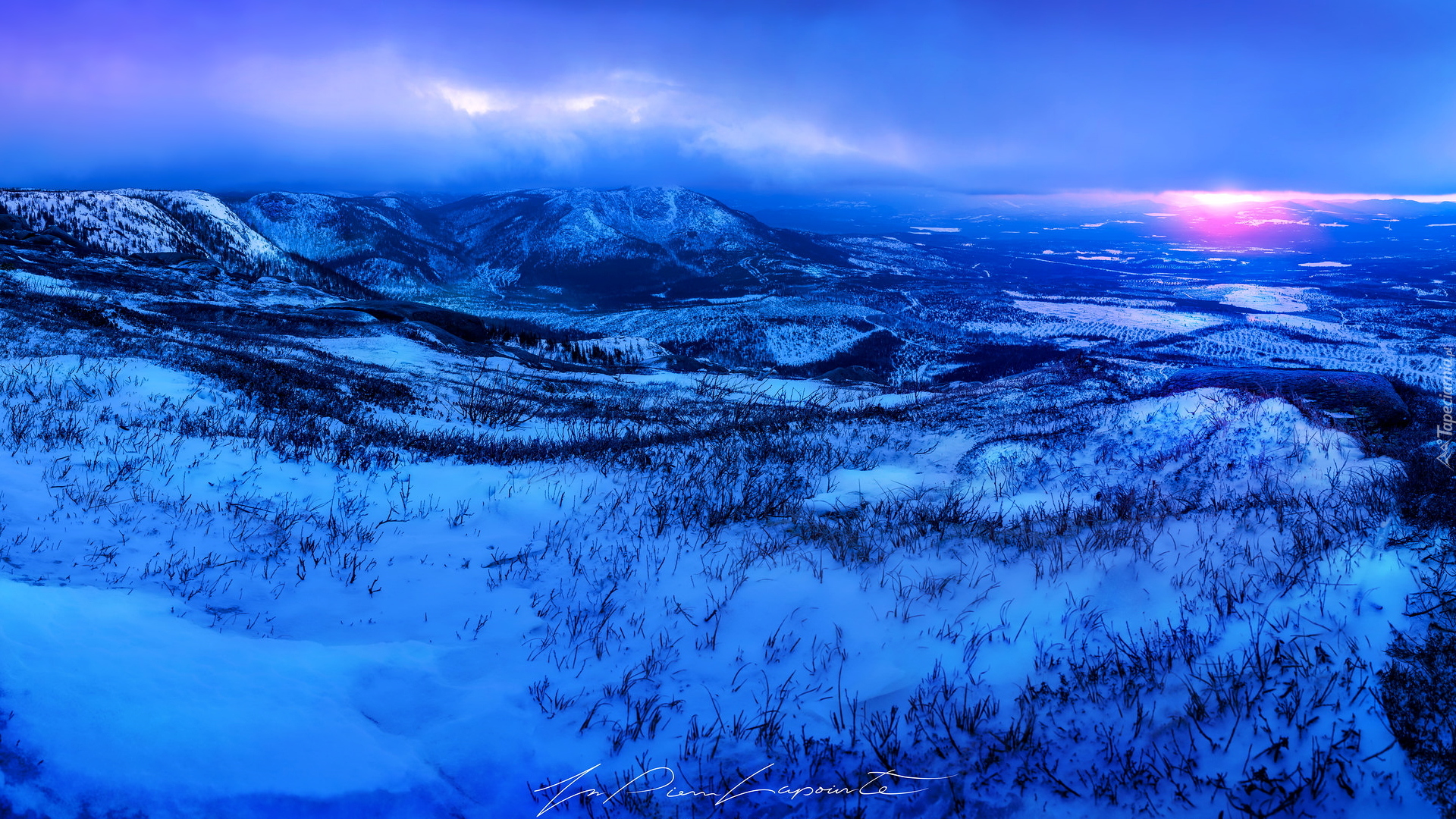 Zima, Góry Laurentyńskie, Charlevoix, Prowincja Quebec, Kanada
