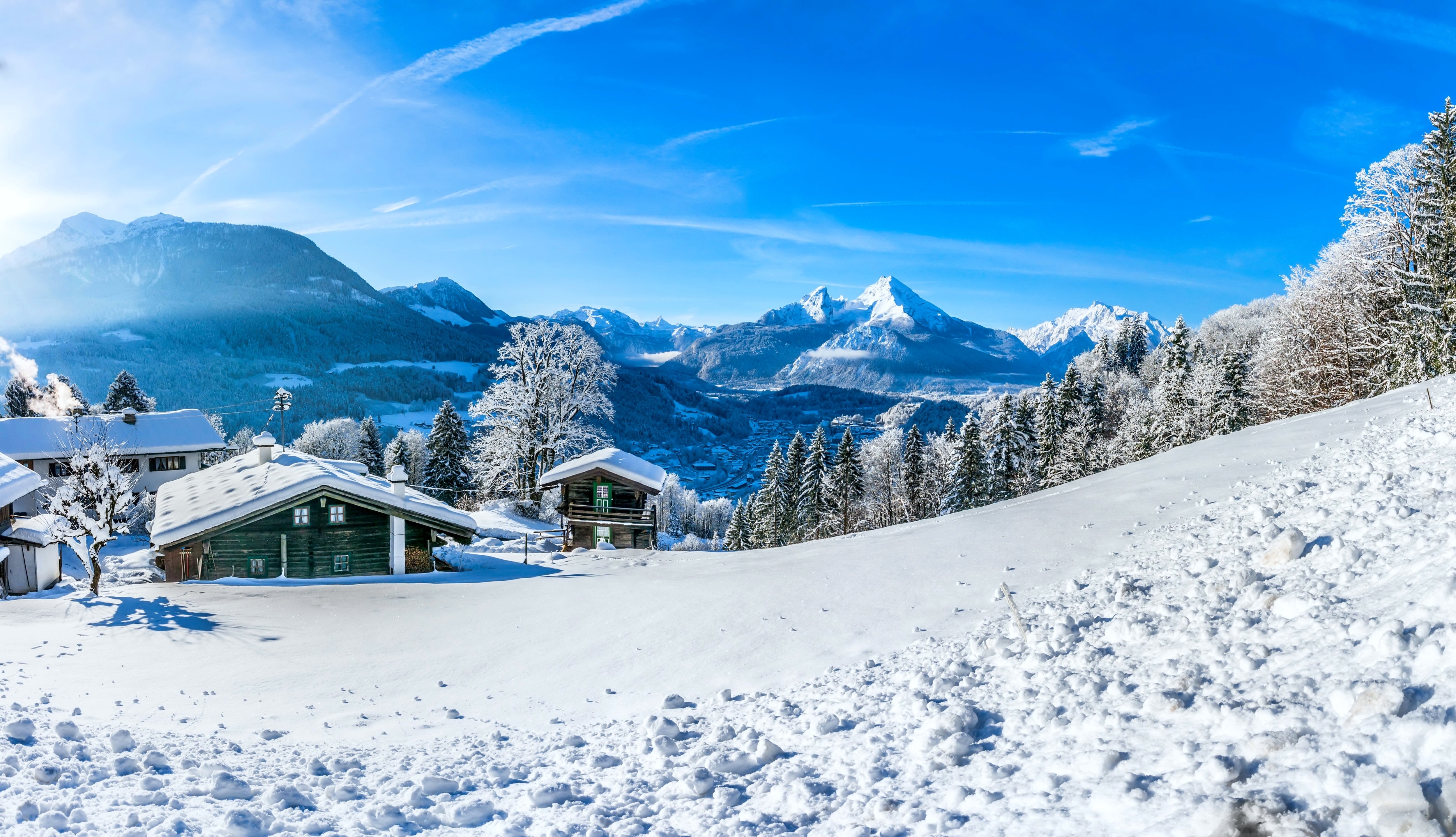 Niemcy, Berchtesgaden, Zima, Góry, Lasy, Dolina, Kurort