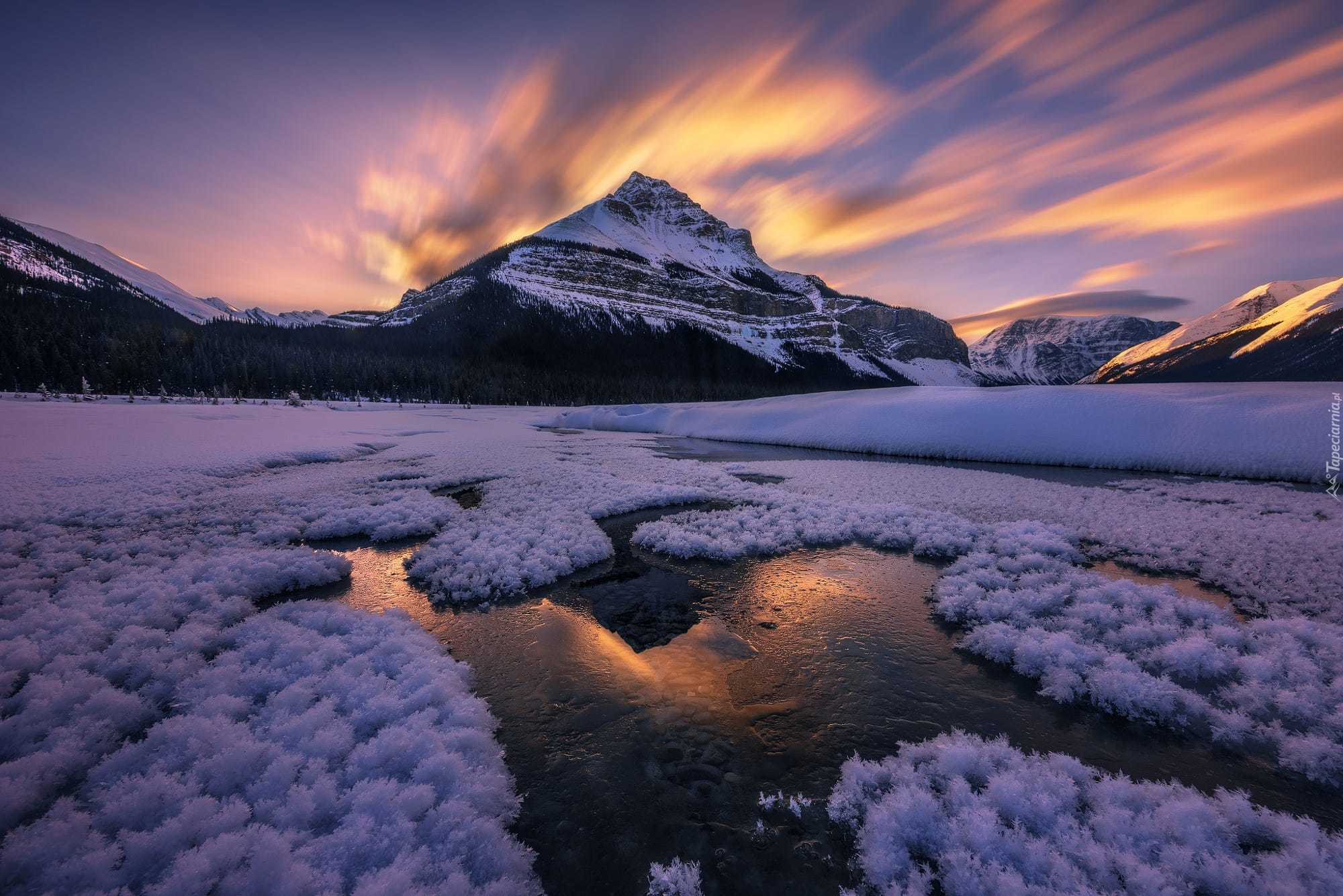 Kanada, Zima, Góry, Jezioro