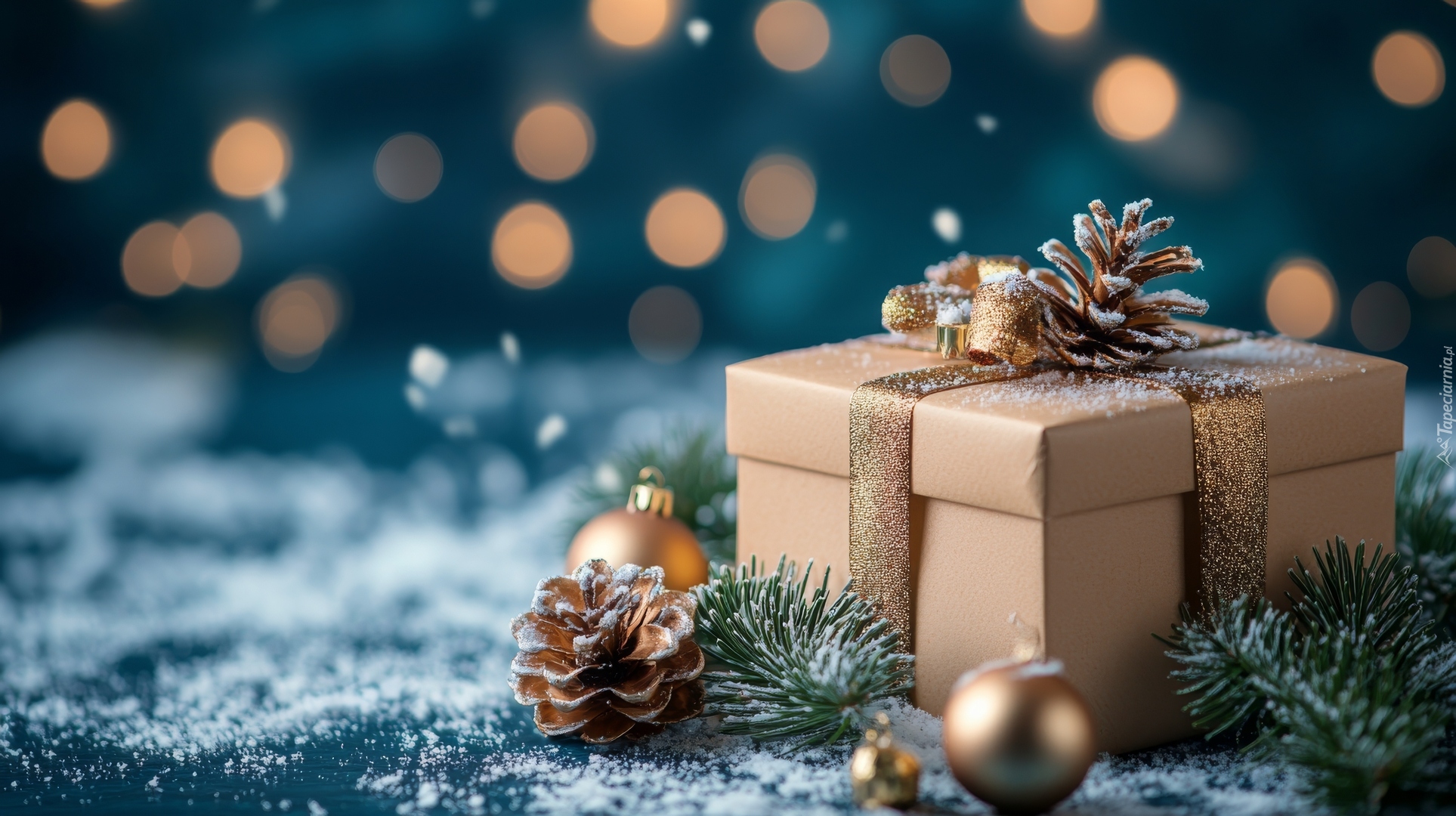 Prezent, Kokarda, Szyszki, Bombki, Gałązki, Świąteczne