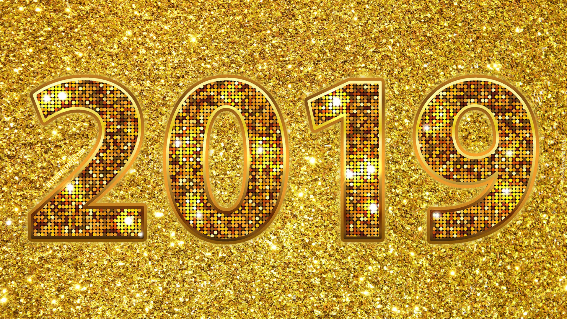 Nowy Rok, 2019, Złoty, Napis