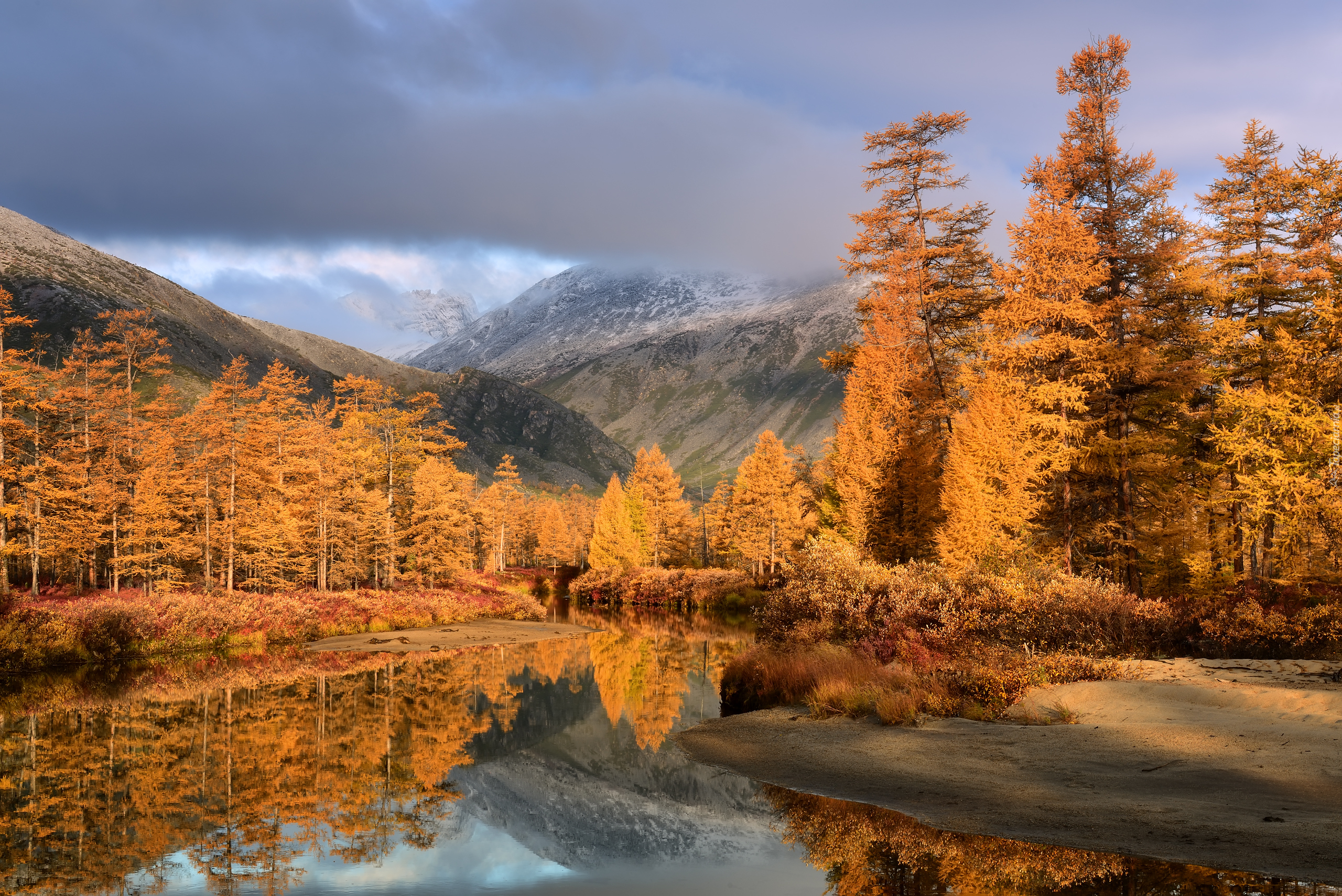 Jesień, Drzewa, Jezioro, Jack London, Kołyma, Góry, Rosja