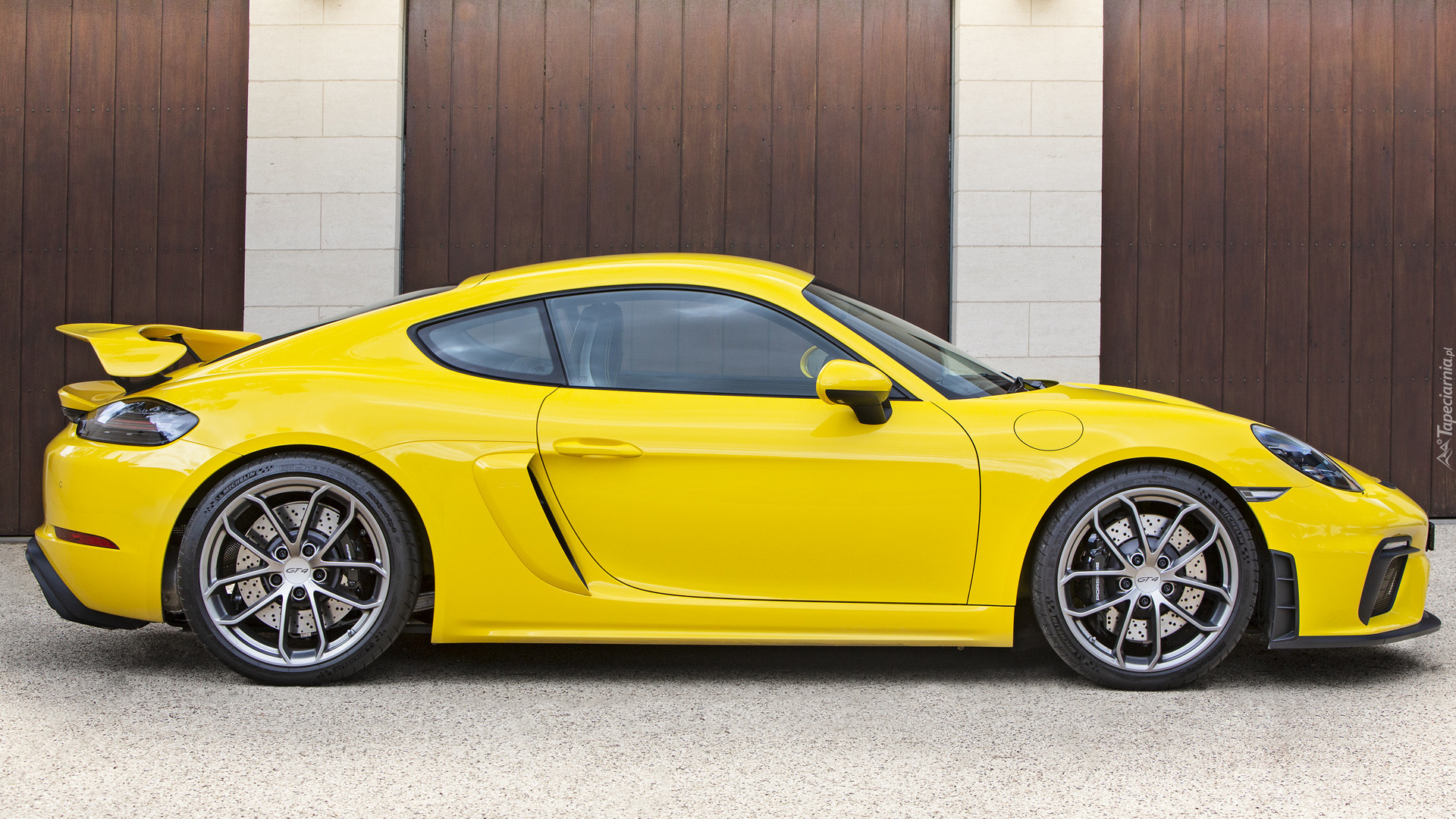 Żółte, Porsche 718 Cayman GT4, Bok