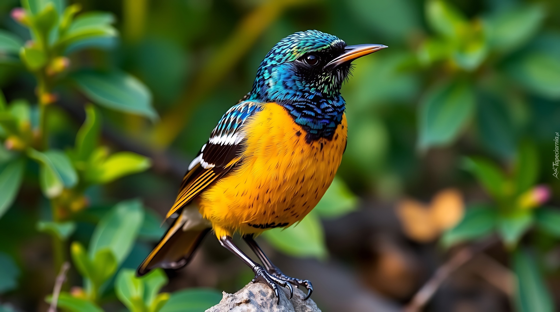 Ptak, Kolorowy, Żółto-niebieski, Grafika AI