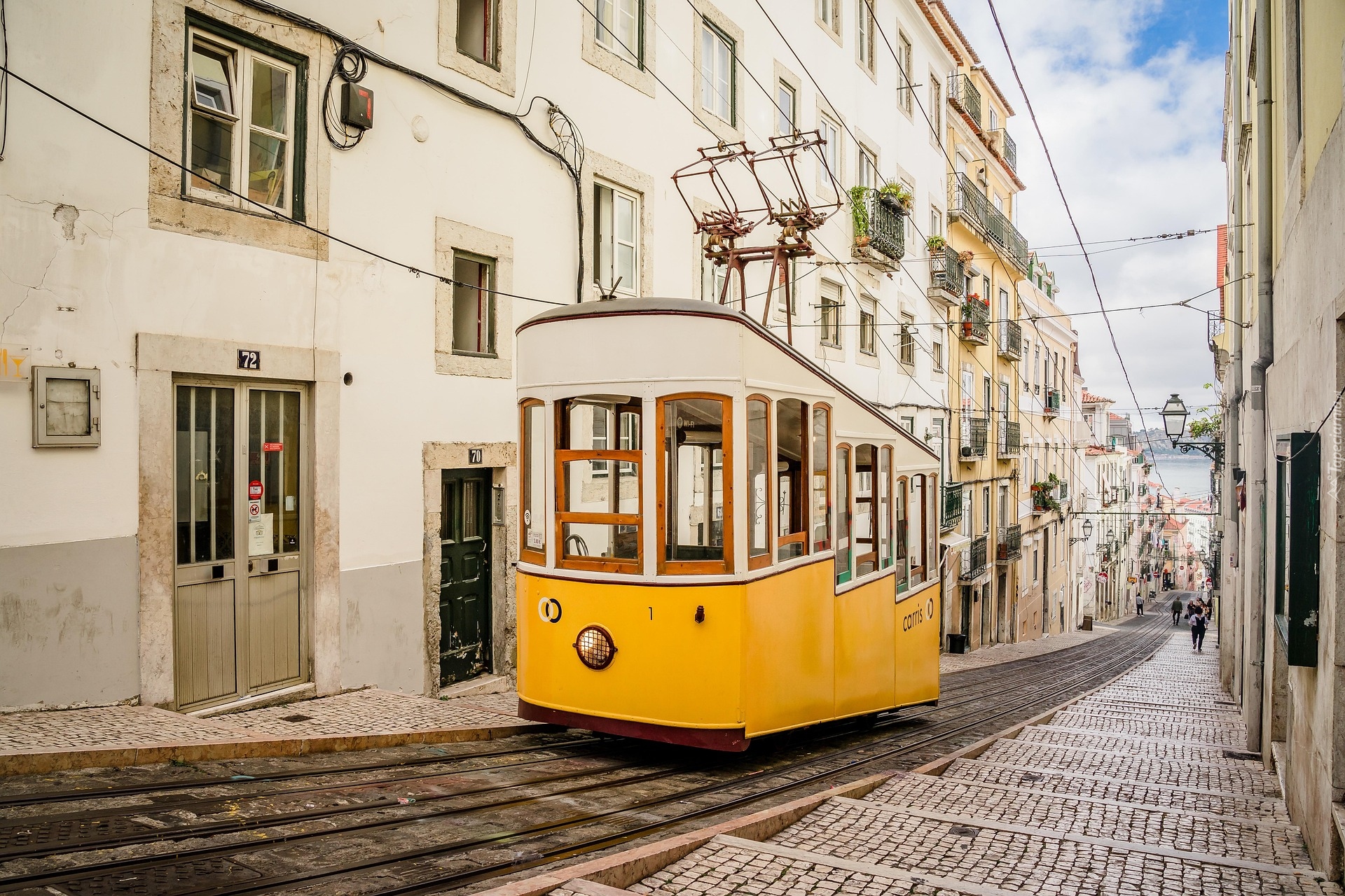 Portugalia, Lizbona, Ulica, Domy, Tramwaj