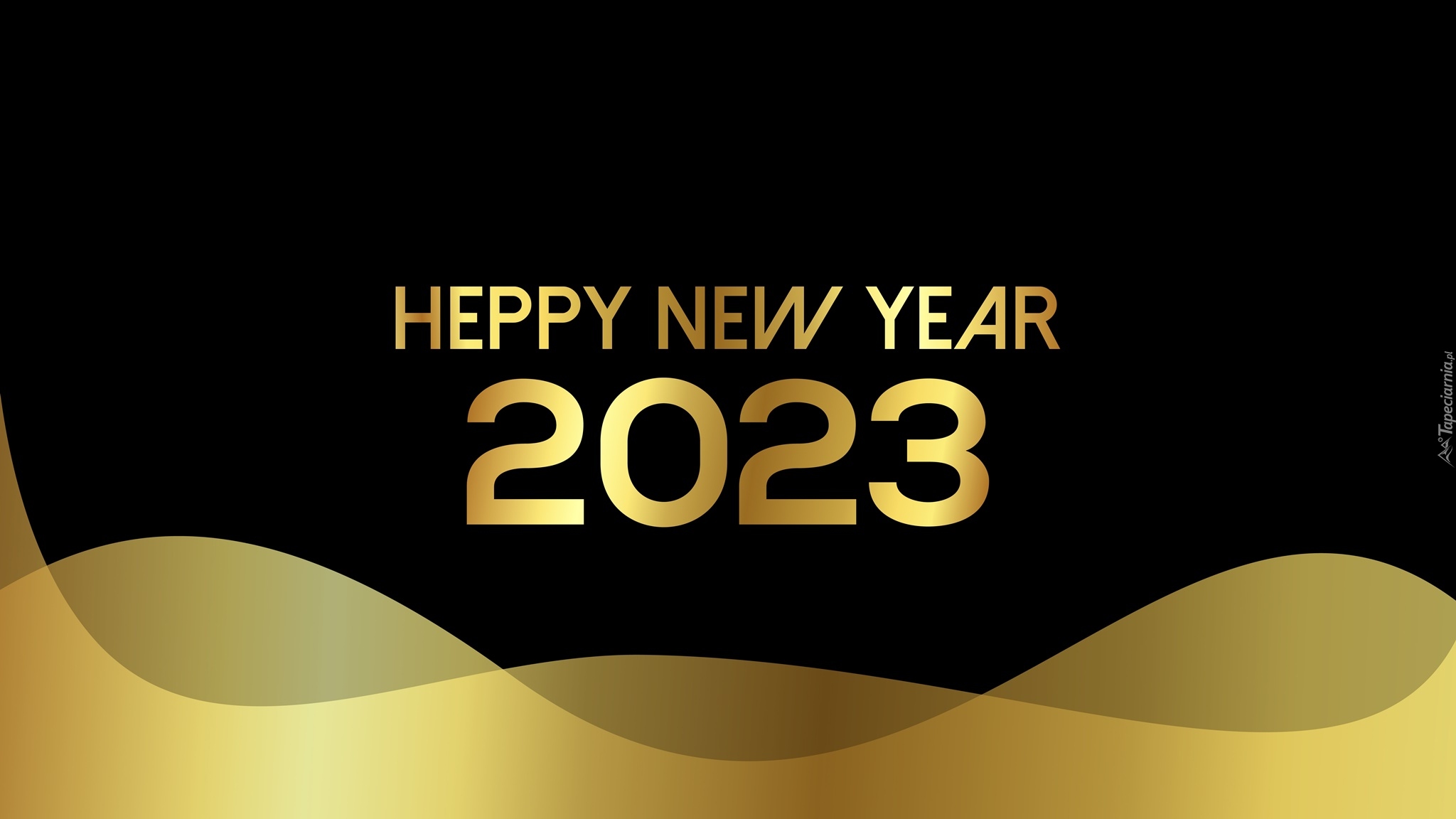 2023, Nowy Rok, Data, Życzenia, Czarno-złote, Tło