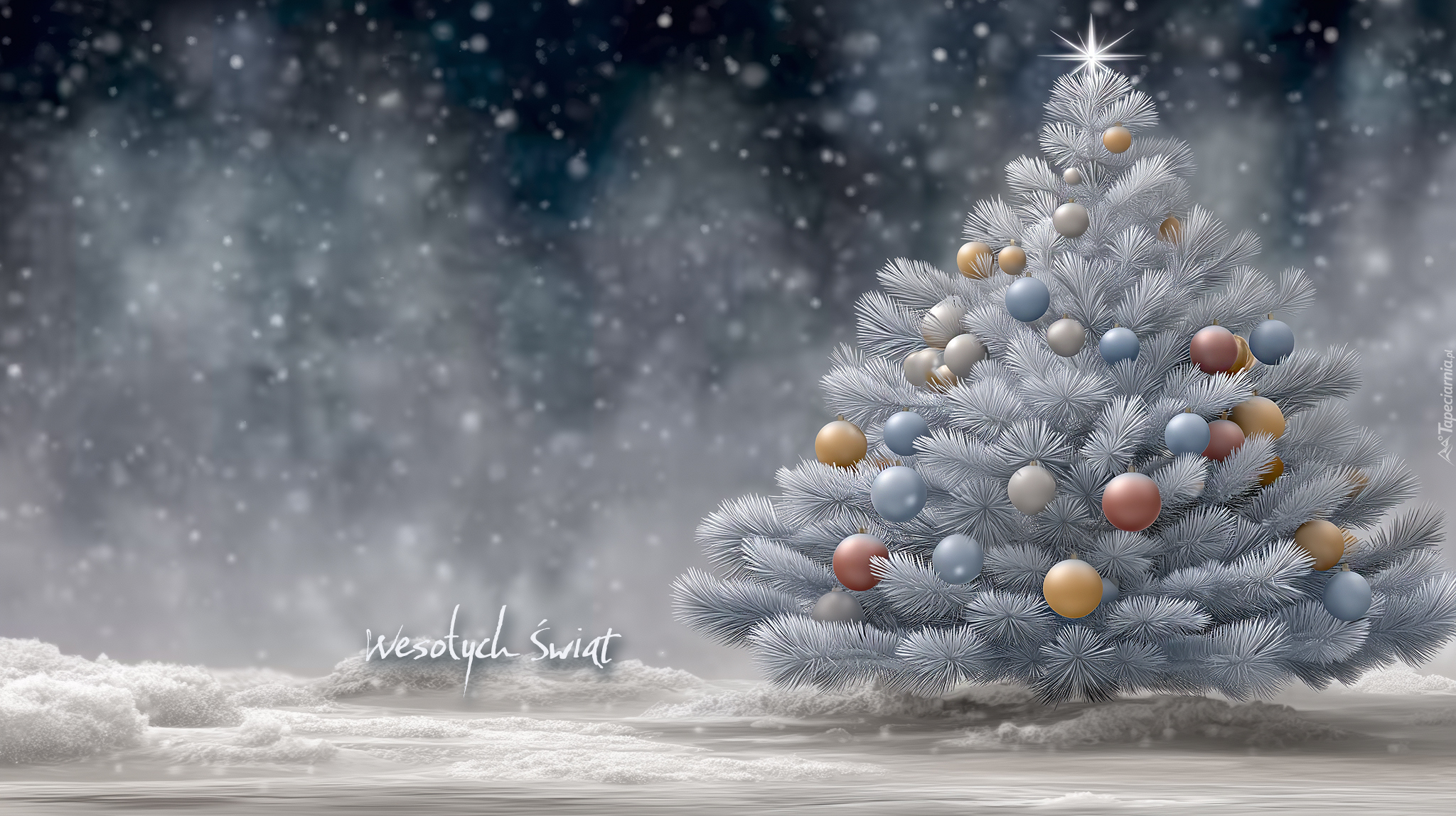 Boże Narodzenie, Choinka, Bombki, Życzenia, Grafika AI