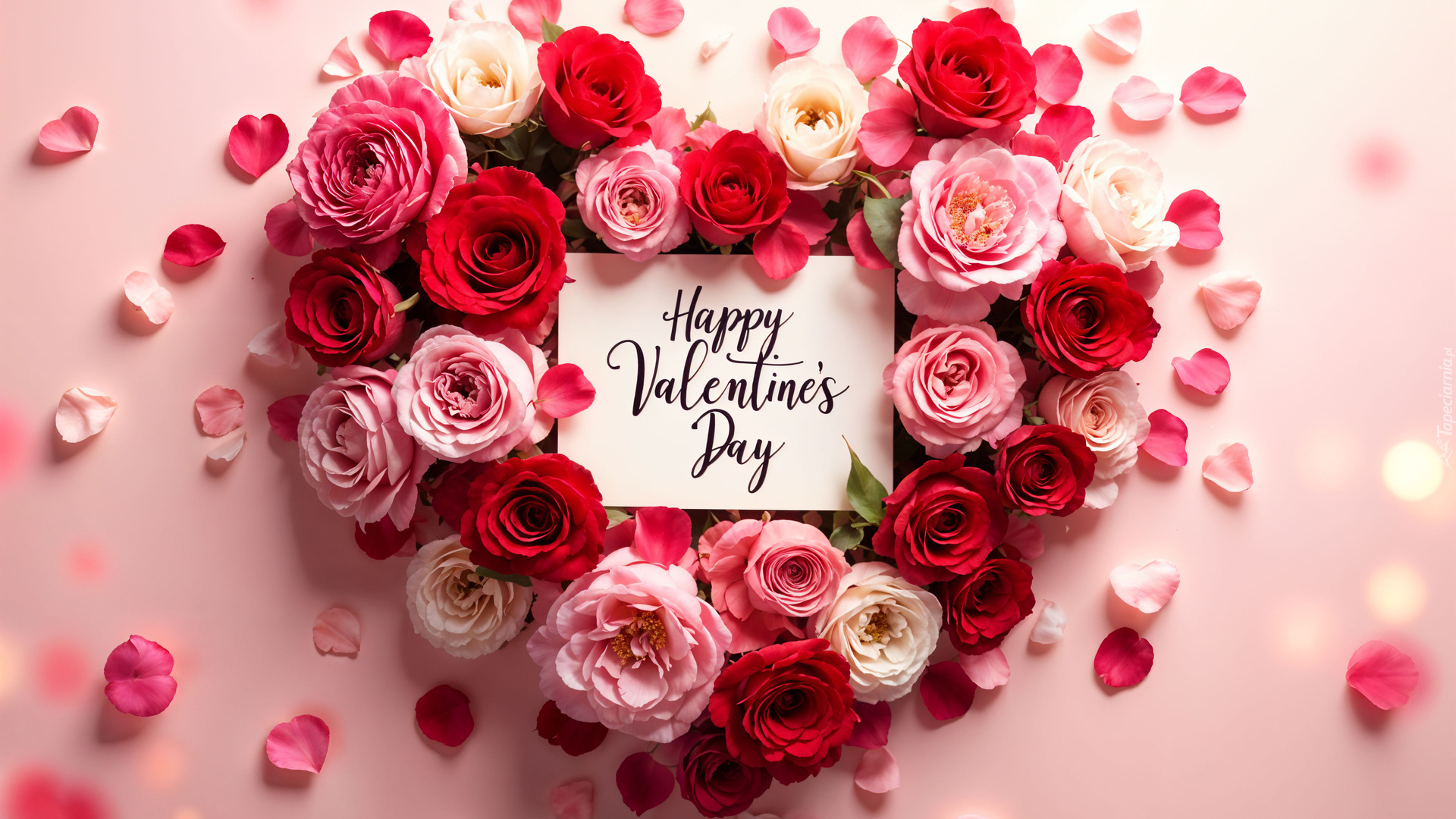 Róże, Walentynki, Serce