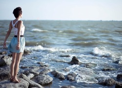 Kobieta, Morze, Kamienie