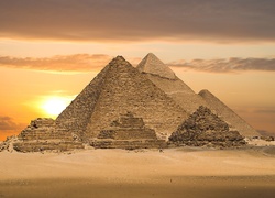 Piramidy, Pustynia, Zachód, Słońca