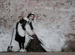 Sprzątająca, Pokojówka, Banksy, Mural, Street art